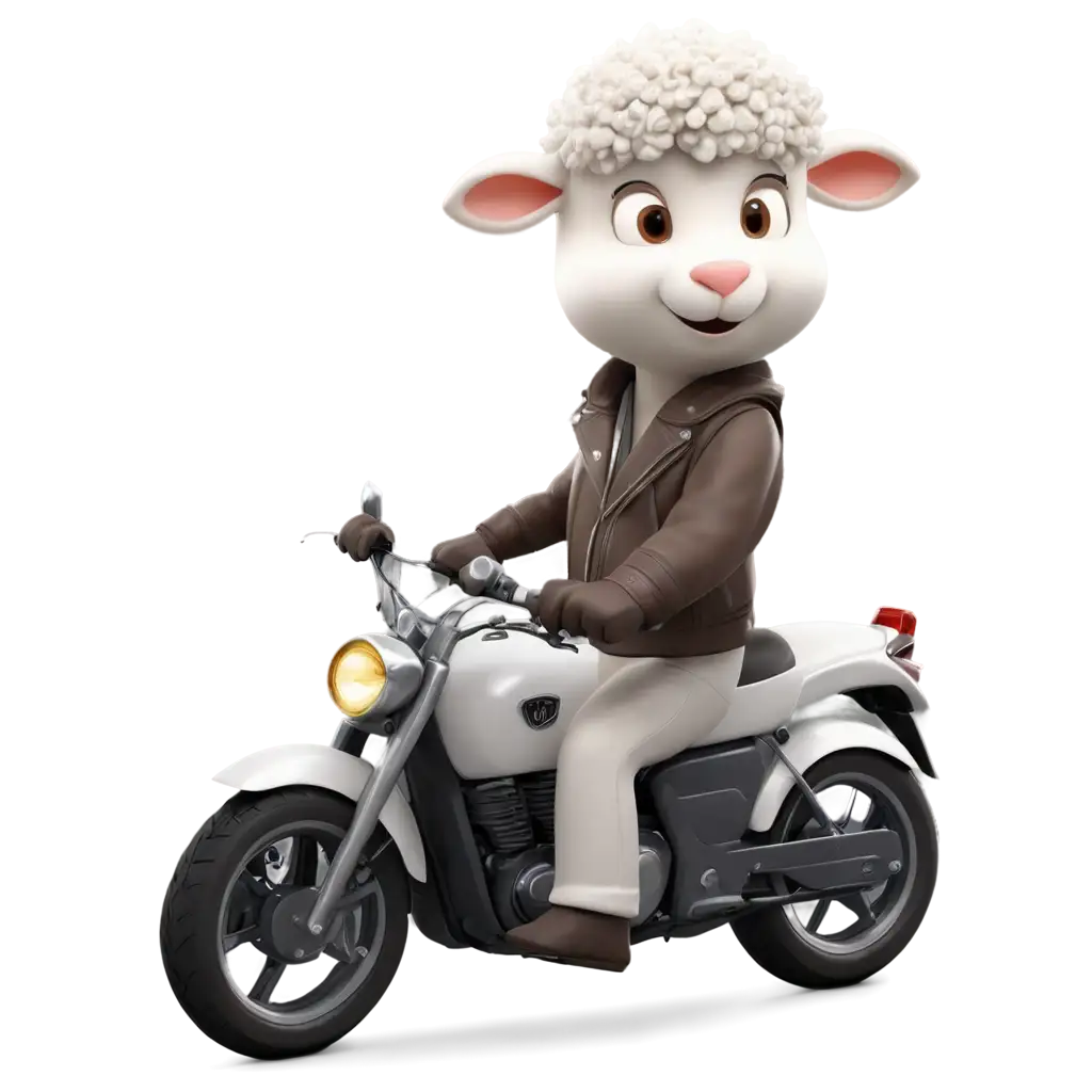 cute lamb on a motorcycle, vector