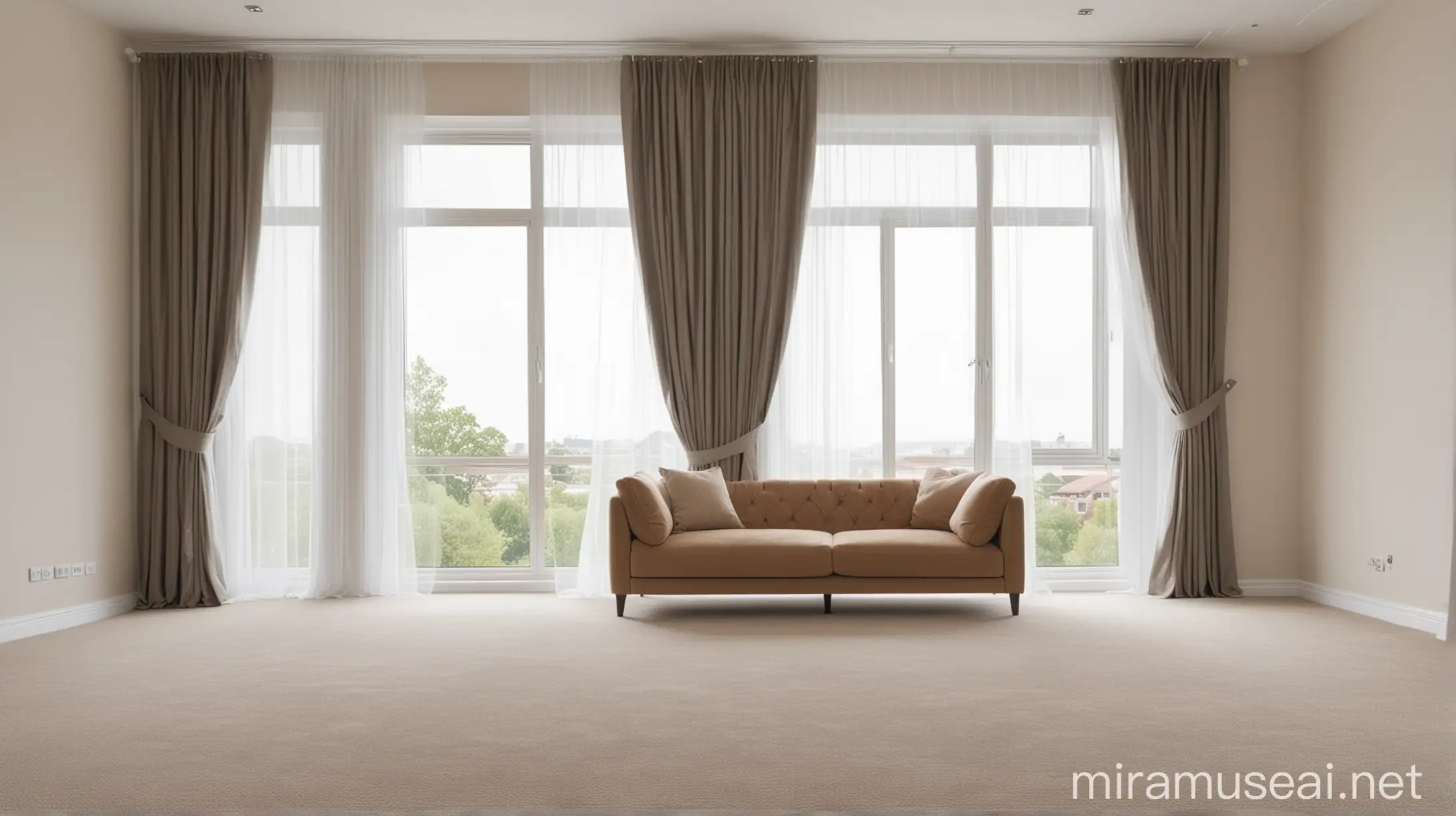 Modern Living Room with Carpet Sofa and FloortoCeiling Window