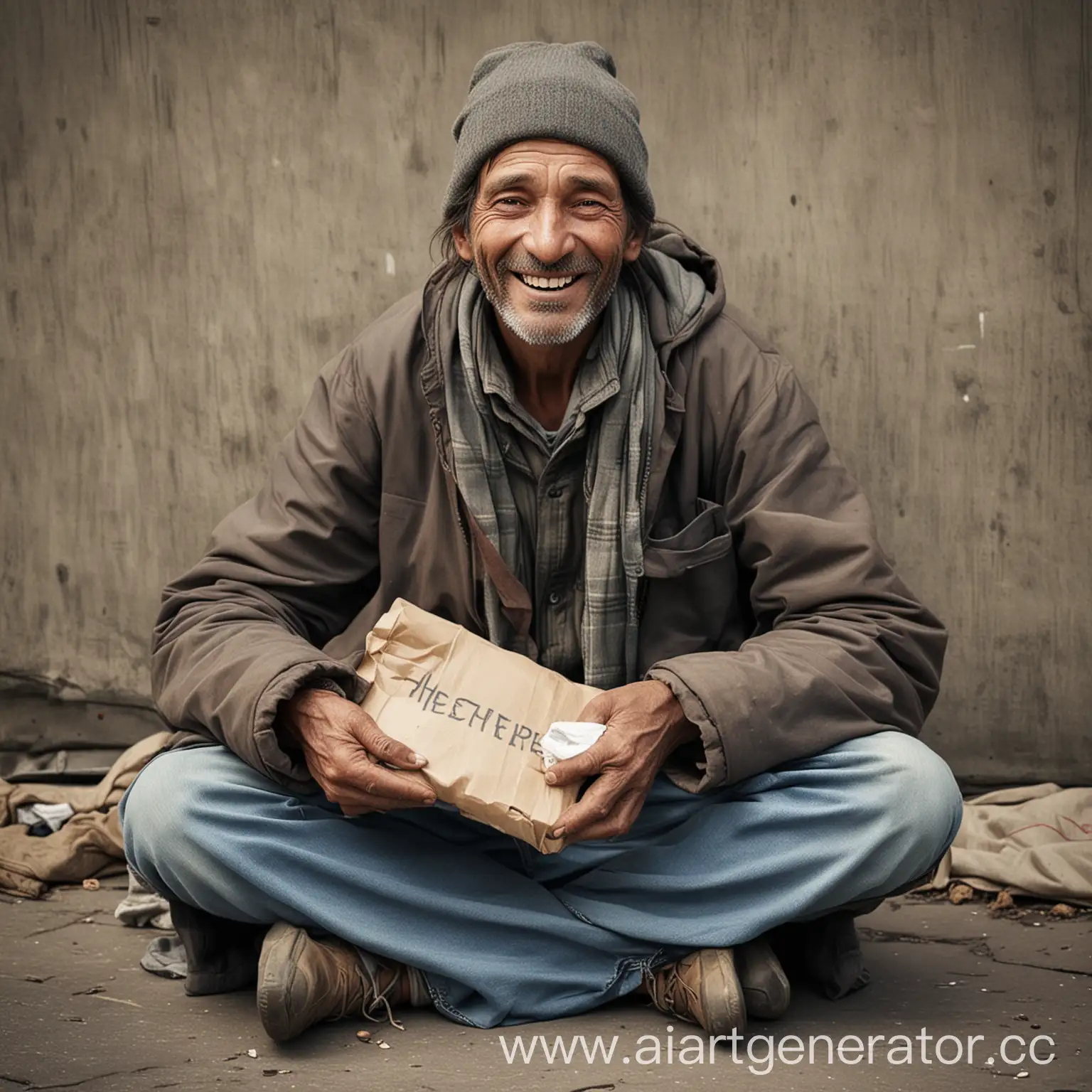 Помощь нищим, нуждающимся и бездомным, радостные бездомные