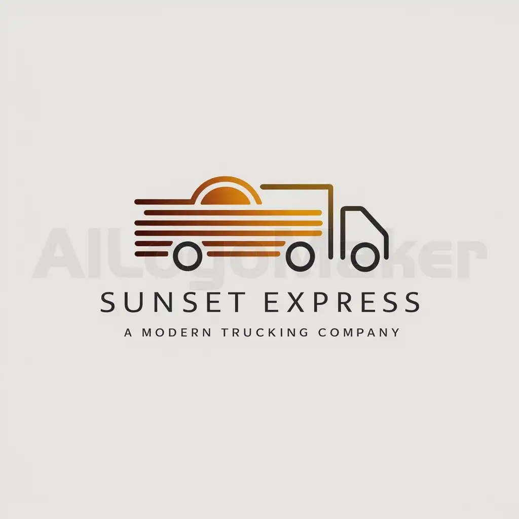 a logo design,with the text "Sunset Express Inc", main symbol:create a modern and minimalistic logo for my company. Trucking company Must include Company name: Sunset Express Inc Has to be transportation related,Minimalistic,clear background