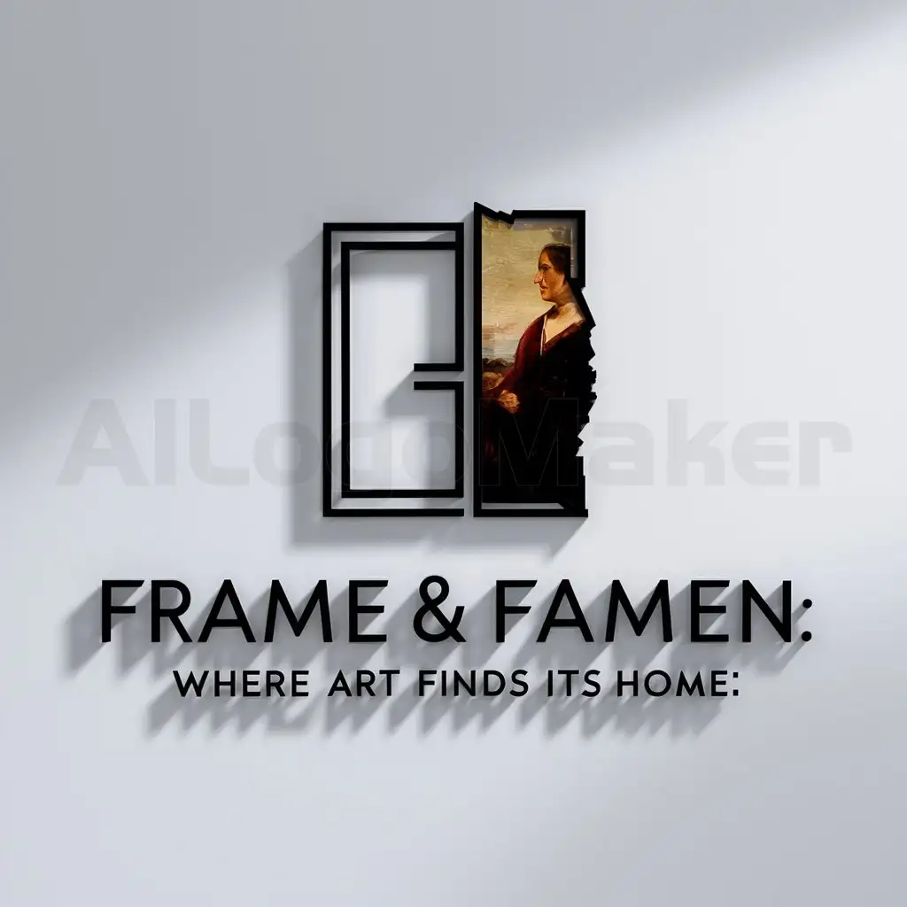 a logo design,with the text "Frame & FamenWhere Art Finds Its Home", main symbol:art,Moderate,clear background