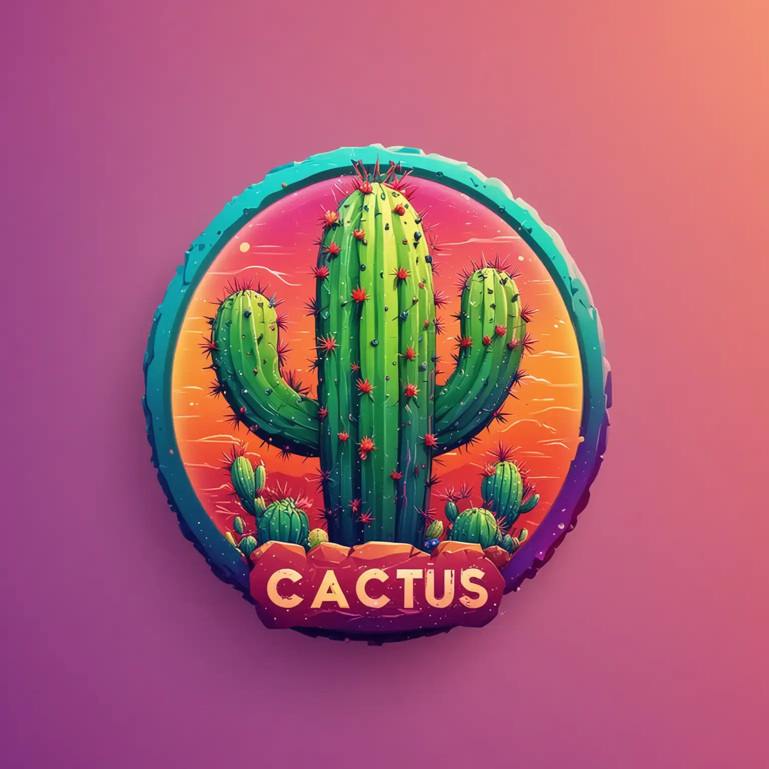 Vibrant Cactus Logo Design with Colorful Gradients