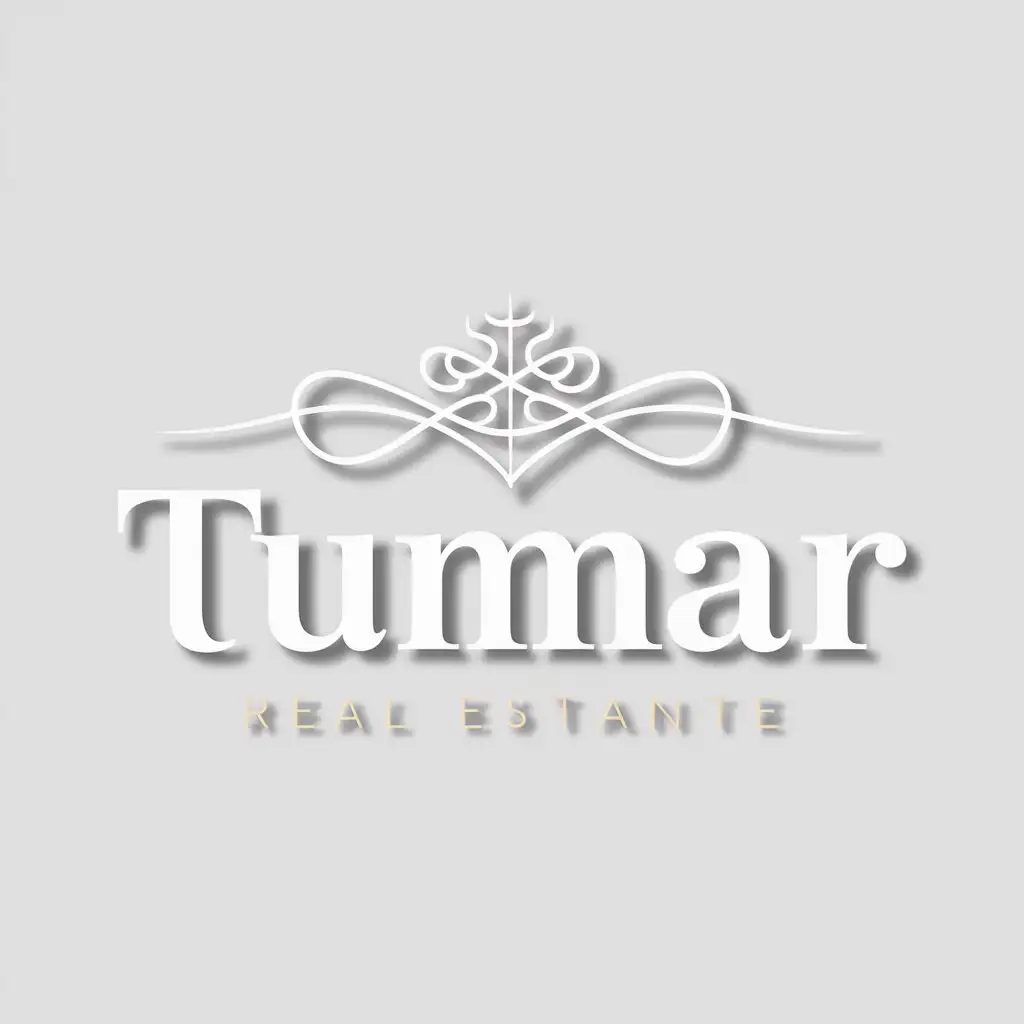 a logo design,with the text "Tumar", main symbol:Asian ornament, white text,Moderate,be used in Real Estate industry,clear background