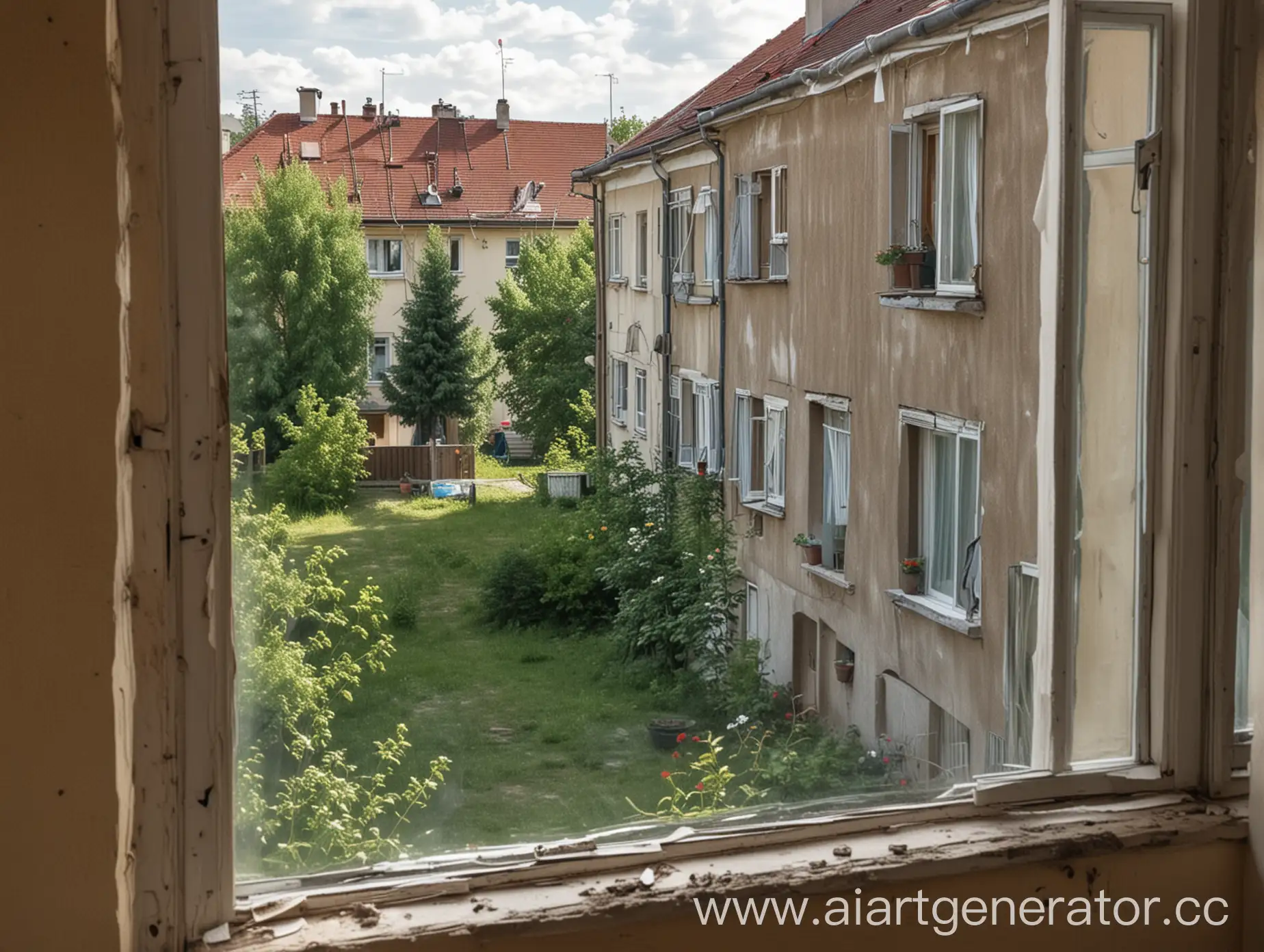 Summer-View-from-Window-with-Number-17-House