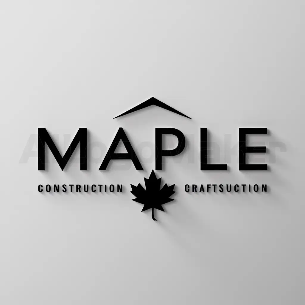 a logo design,with the text "MAPLE", main symbol:maple leaf,Minimalistic,be used in Construction industry,clear background