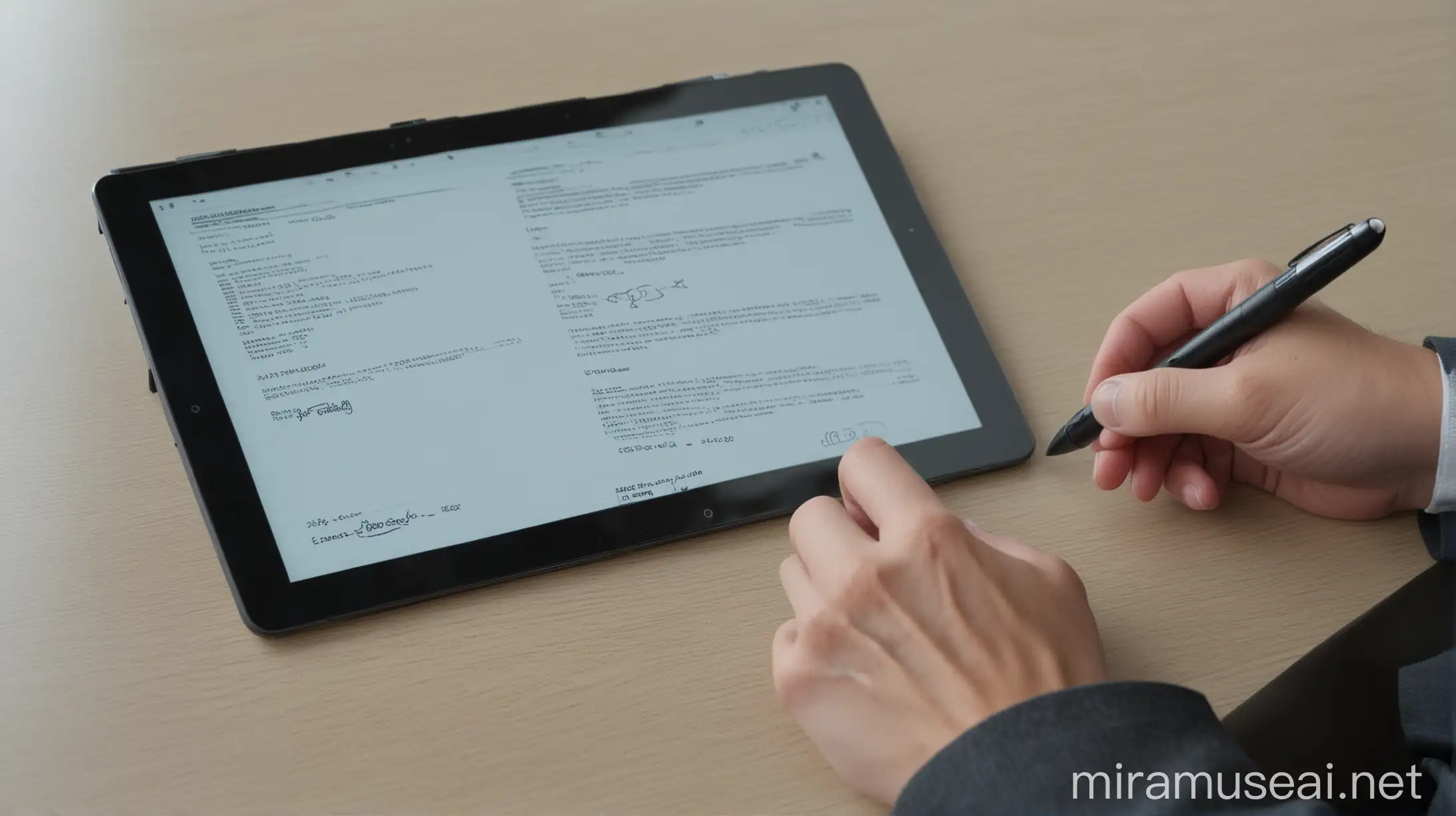 People Using Electronic Signing Tablets to Complete Documents
