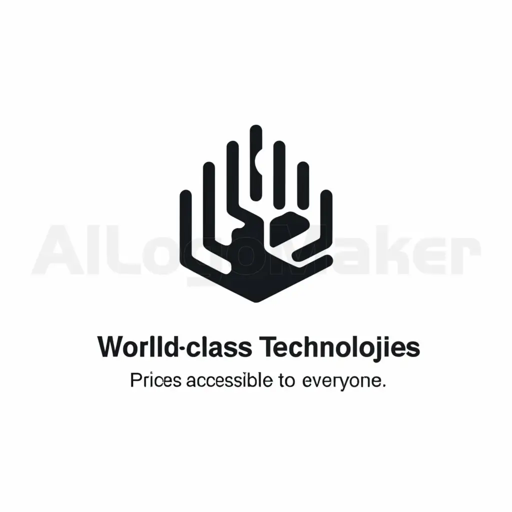 a logo design,with the text "World-class technologies. Prices accessible to everyone.", main symbol:A furniture production machine,Minimalistic,be used in Technology industry,clear background