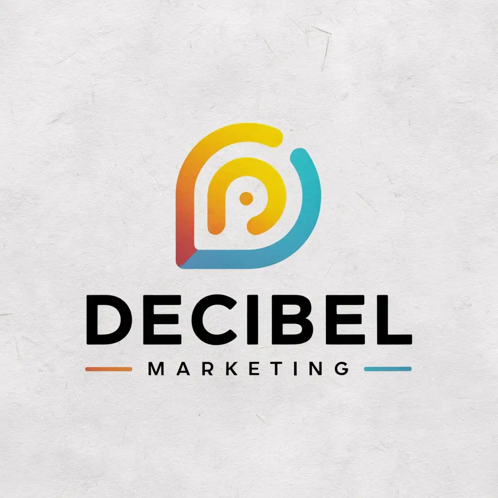 a logo design,with the text "DECIBEL MARKETING", main symbol:create a fresh, modern logo that encapsulates our focus on audiology, and sound, this logo should include sound waves or voice icons. preferred color bright. must be logo in the white background,Moderate,clear background