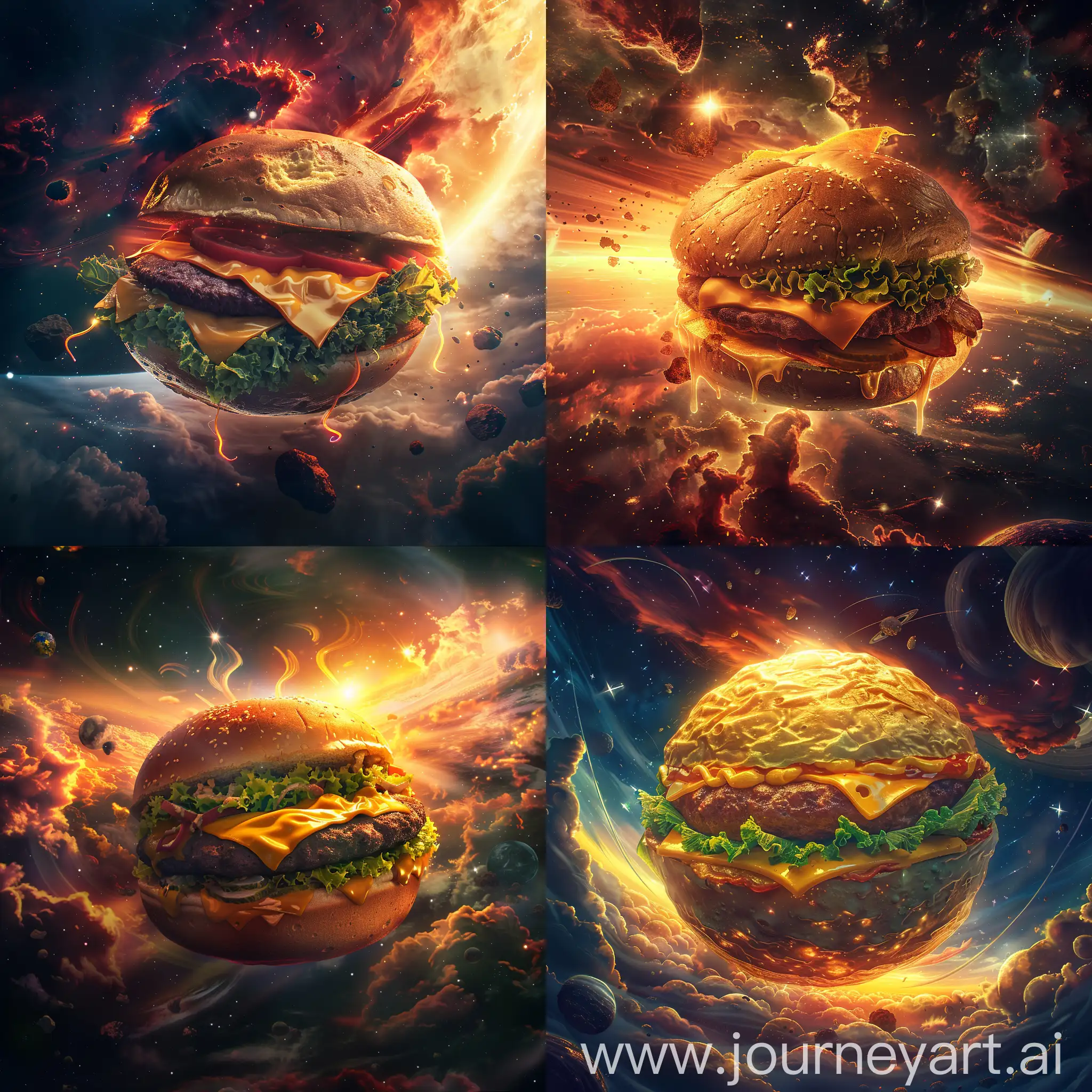 Gourmet-Space-Odyssey-Cosmic-Cheeseburger-Planet-at-Sunset