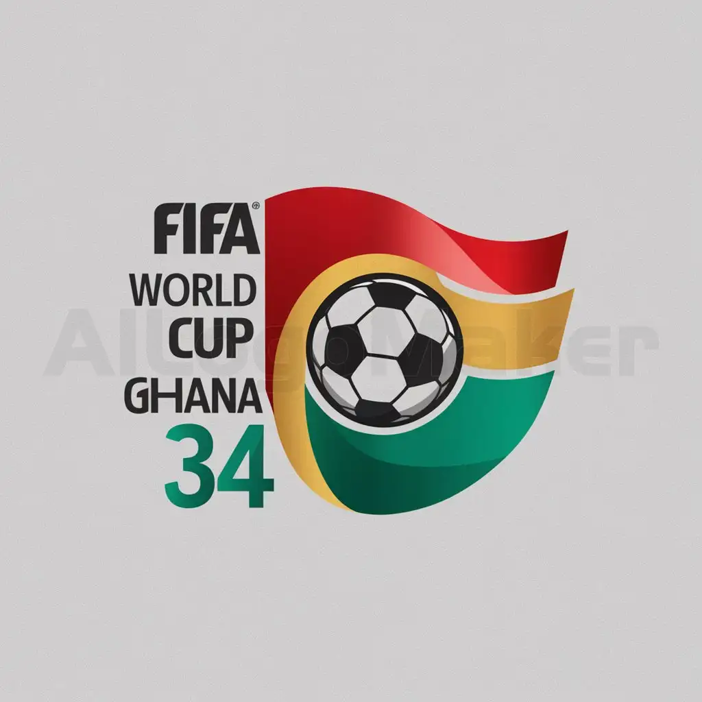 a logo design,with the text "Fifa world cup ghana 34", main symbol:Ghana flag, Soccer,Moderate,clear background