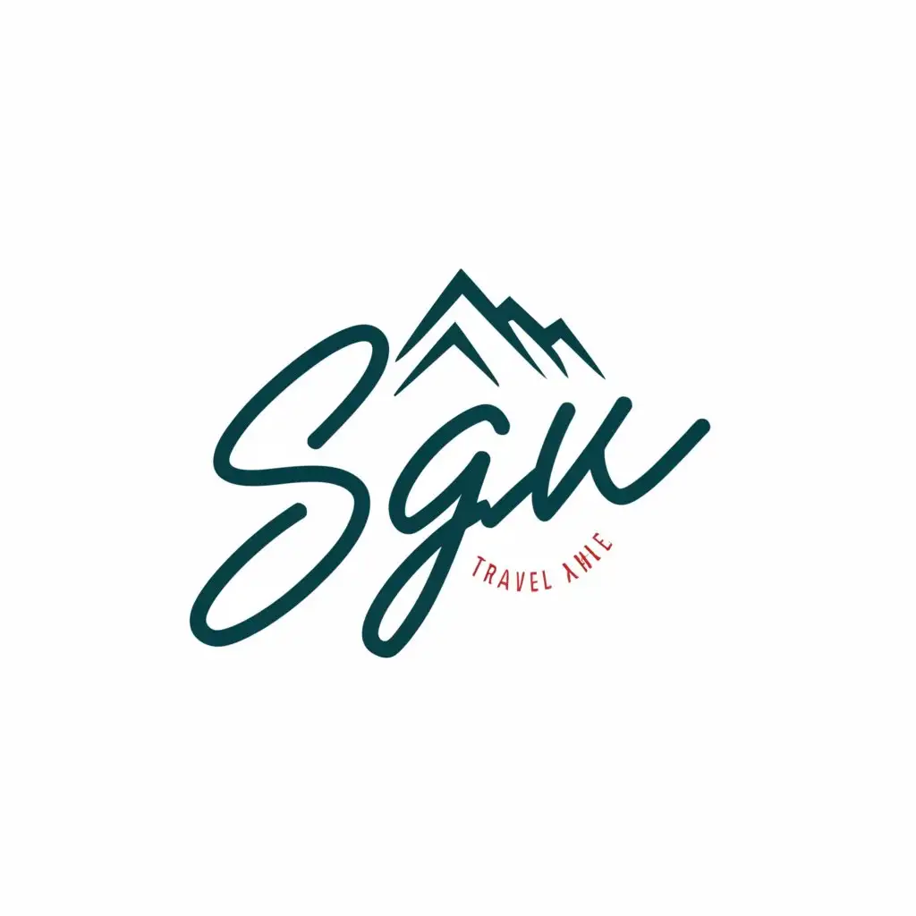a logo design,with the text "sgw", main symbol:colorful mountain with shield, cursive, white background,Minimalistic,Minimalistic,be used in Travel industry,clear background