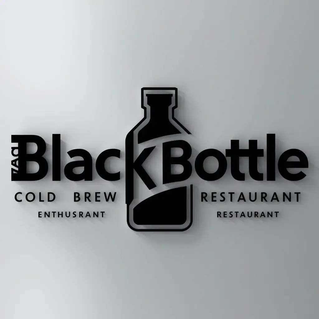a logo design,with the text "BLACKBOTTLE", main symbol:BLACKBOTTLE word written inside cold brew bottle,Moderate,be used in Restaurant industry,clear background