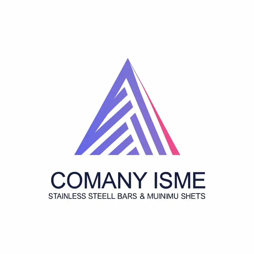 a logo design,with the text "Logo for company selling stainless steel wires and round bars and aluminium sheets", main symbol:Pyramid colored purple and blue,Minimalistic,be used in Automotive industry,clear background