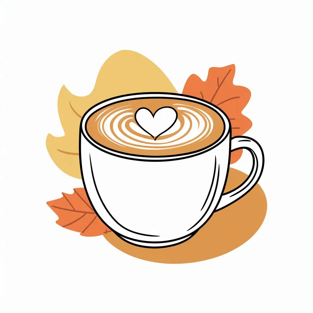 A minimalist line art illustration of a pumpkin spice latte for fall.