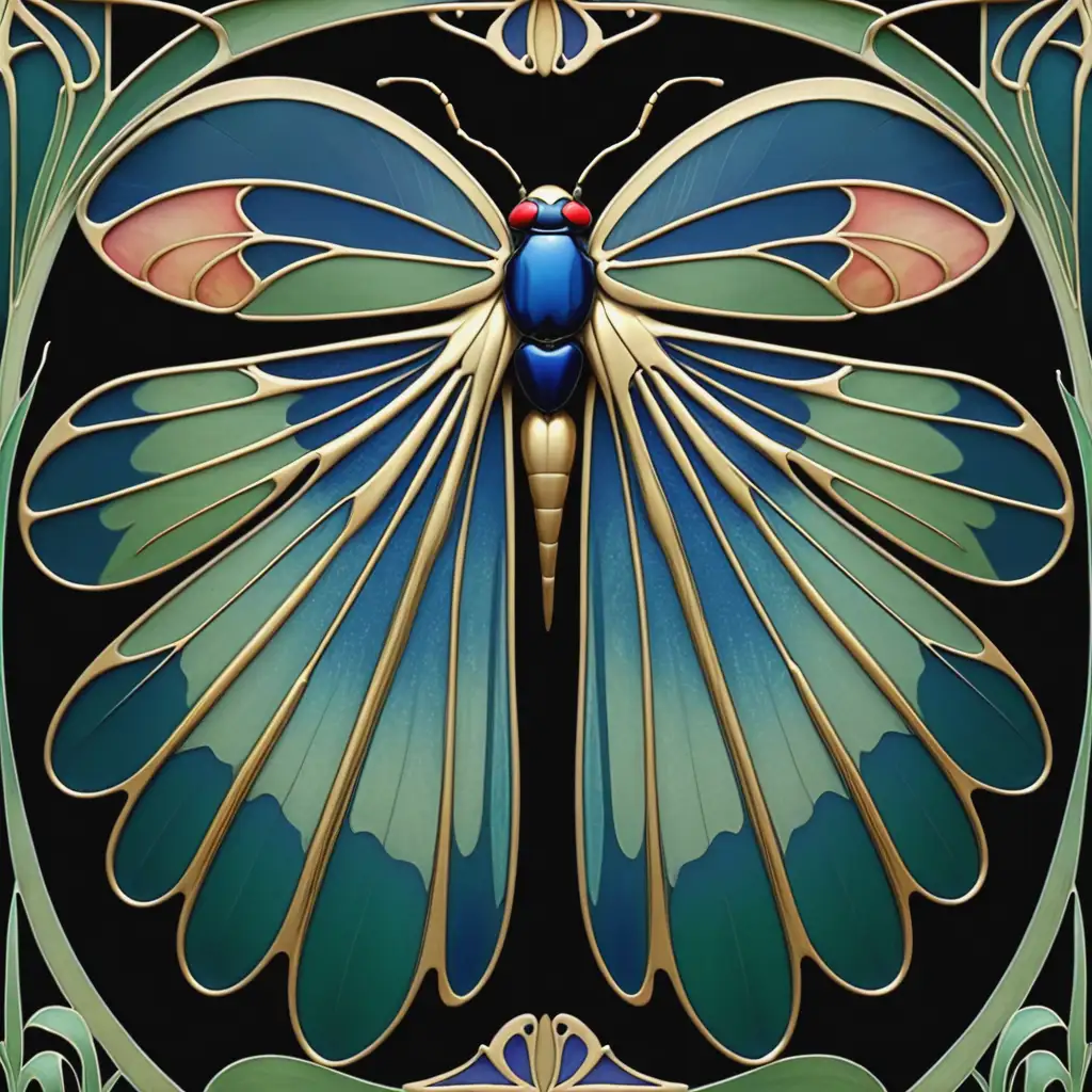 art nouveau insect wing