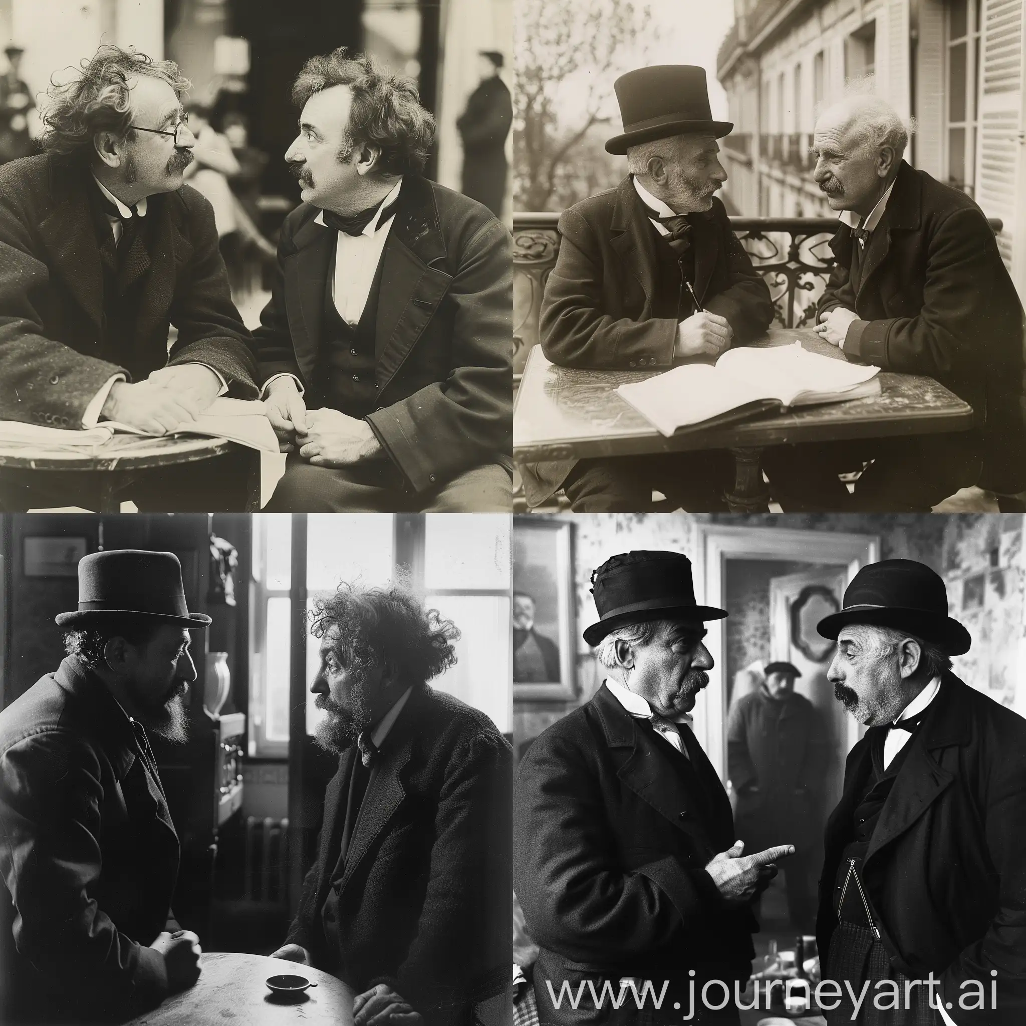 Robert desnos and Alfred Jarry discussing about literature in france
