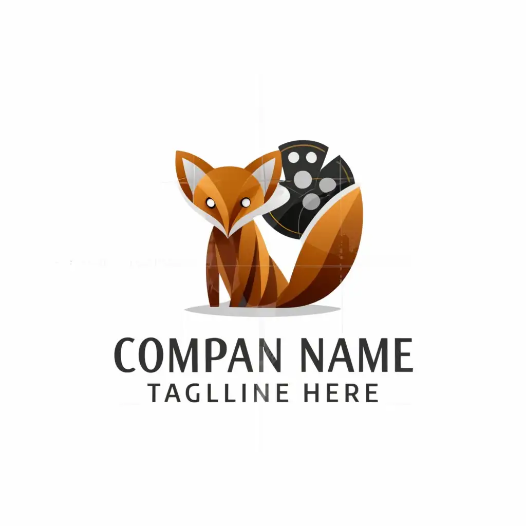 a logo design,with the text "fox", main symbol:fox. animal skin. camera film. scissors,Moderate,be used in Others industry,clear background
