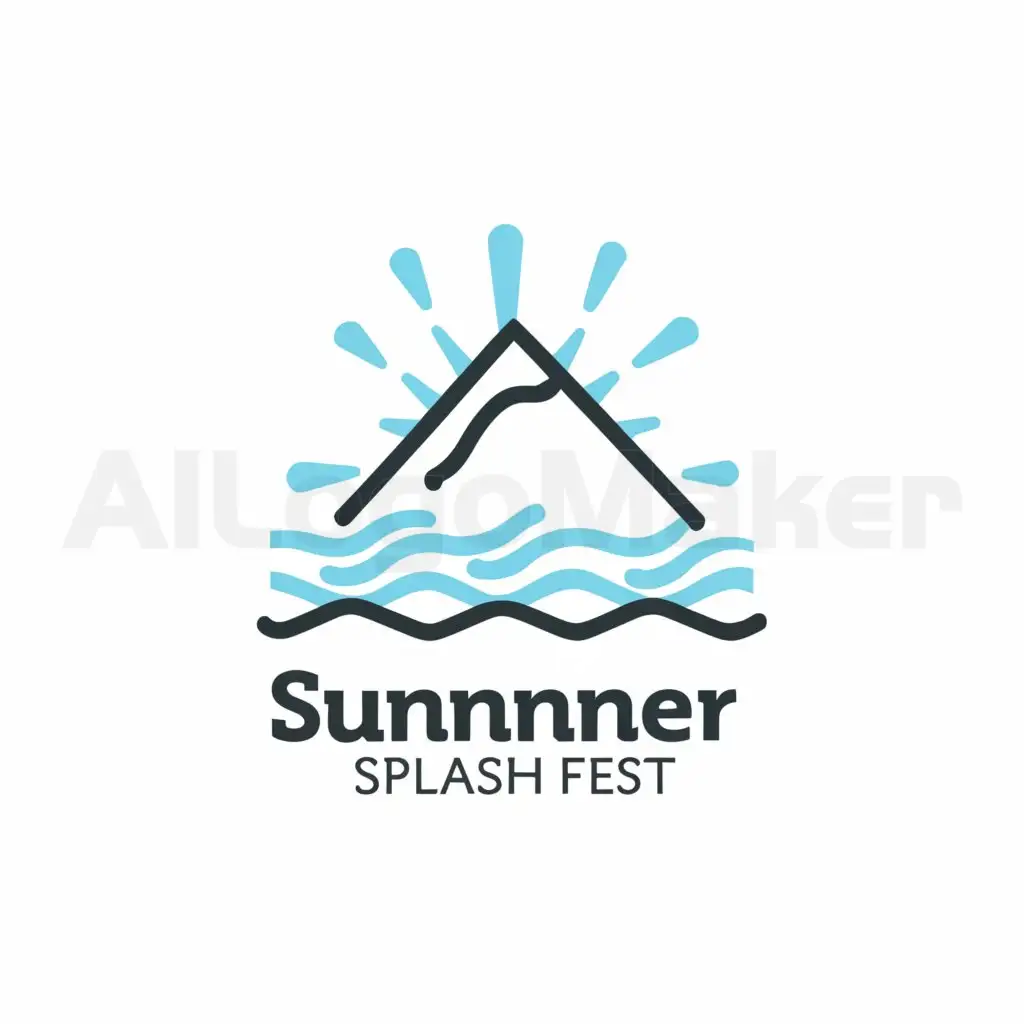 LOGO-Design-For-Summer-Splash-Fest-Minimalistic-Blue-Mount-Fuji-with-Water-Splashes