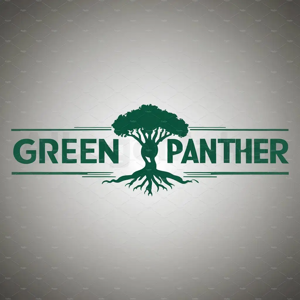 a logo design,with the text "Green Panther", main symbol:tree,Moderate,clear background
