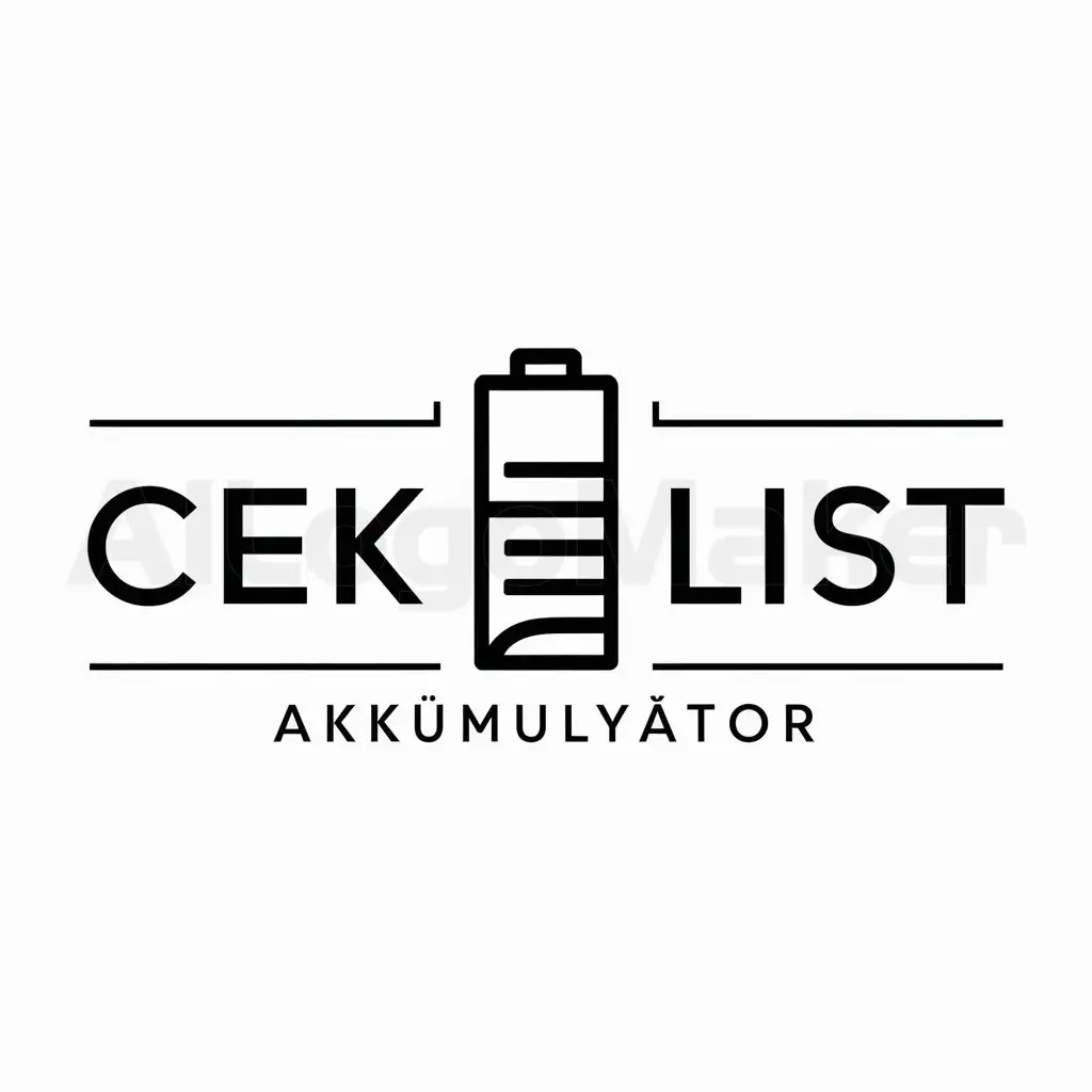 a logo design,with the text "CEK LIST", main symbol:Akkumulyator,Minimalistic,be used in Technology industry,clear background