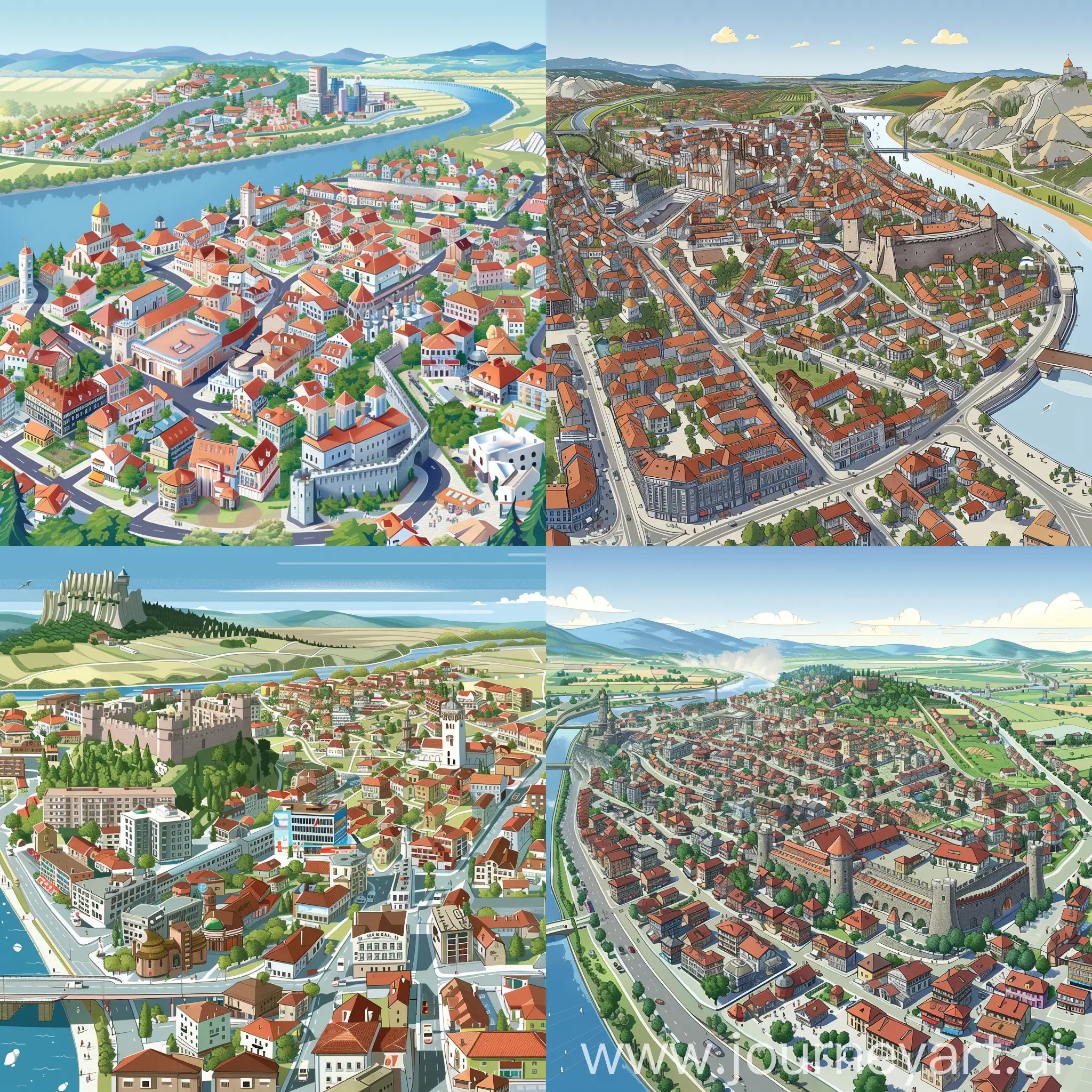 Serbian-Cartoon-City-Blueprint-Historical-and-Modern-Urban-Landscape-of-Nis