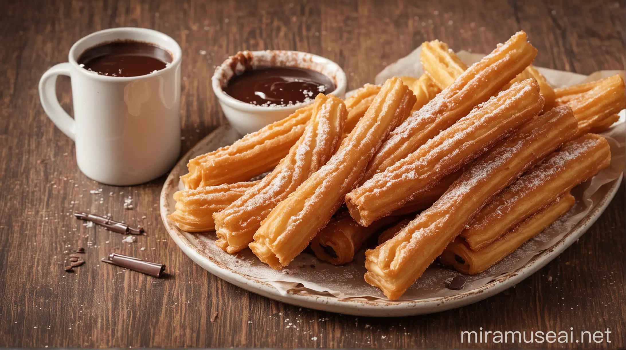 Delicious Churros Dipped in Decadent Chocolate Sauce