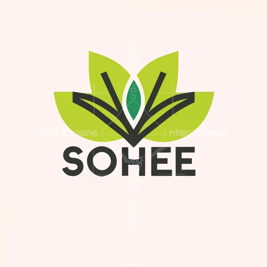 a logo design,with the text "sohee", main symbol:green leaves,Minimalistic,be used in Entertainment industry,clear background