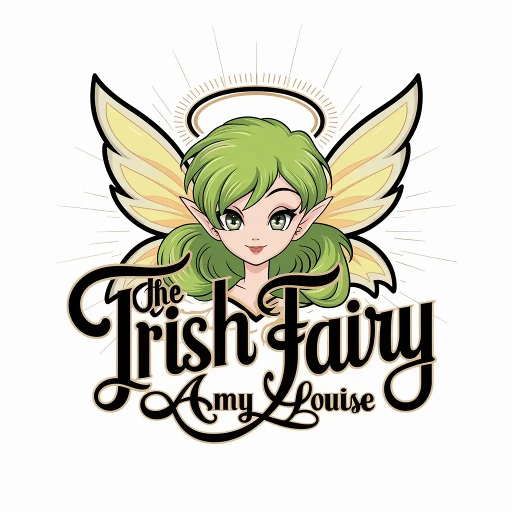 a logo design,with the text "The Irish Fairy Amy Louise", main symbol:anime fairy,complex,clear background