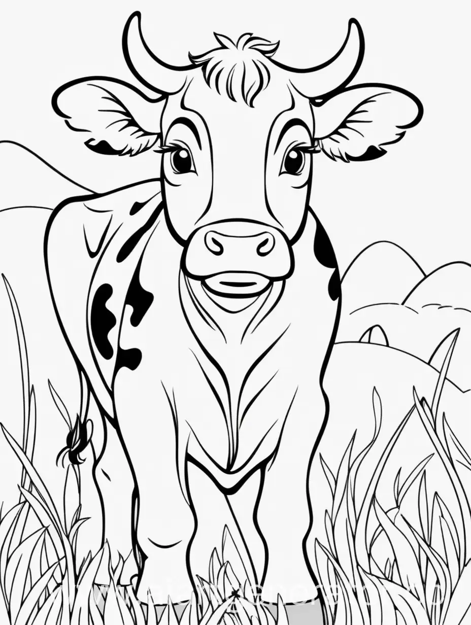 Kids-Coloring-Cow-Minimalist-Black-and-White-Contours