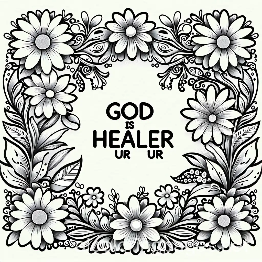 Jehovah-Rophe-Surrounded-by-Flowers-God-is-Our-Healer-Coloring-Page