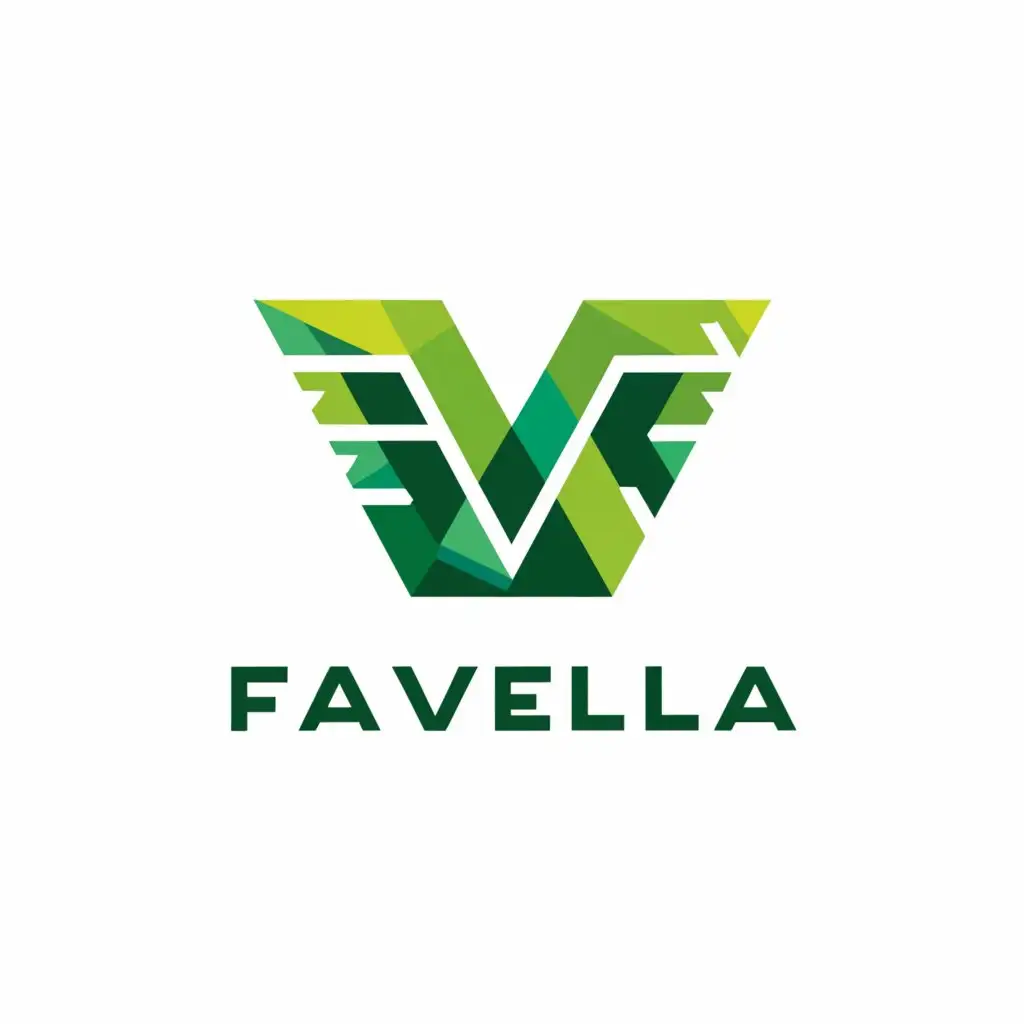 a logo design,with the text "Favela", main symbol:Description: Create a modern and sleek wordmark logo for "Favela" using bold, clean typography with a greenhouse-inspired motif integrated into the lettering. The 'V' in the wordmark should be designed to resemble a stylized greenhouse structure. Use vibrant green and earthy tones to symbolize growth and nature against a white background.,Moderate,clear background