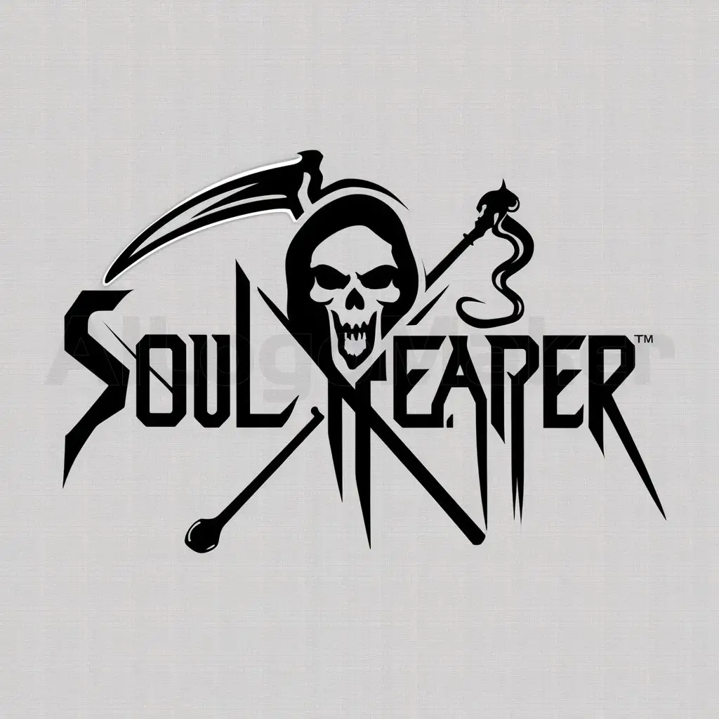 a logo design,with the text "Soul Reaper", main symbol:Grim Reaper,complex,be used in Entertainment industry,clear background