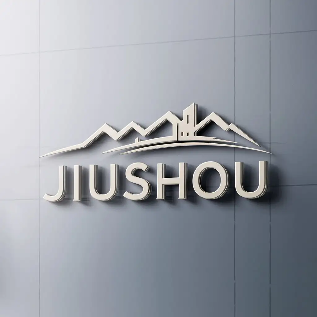 a logo design,with the text " Jiushou ", main symbol:scenic view,Moderate,be used in Real Estate industry,clear background