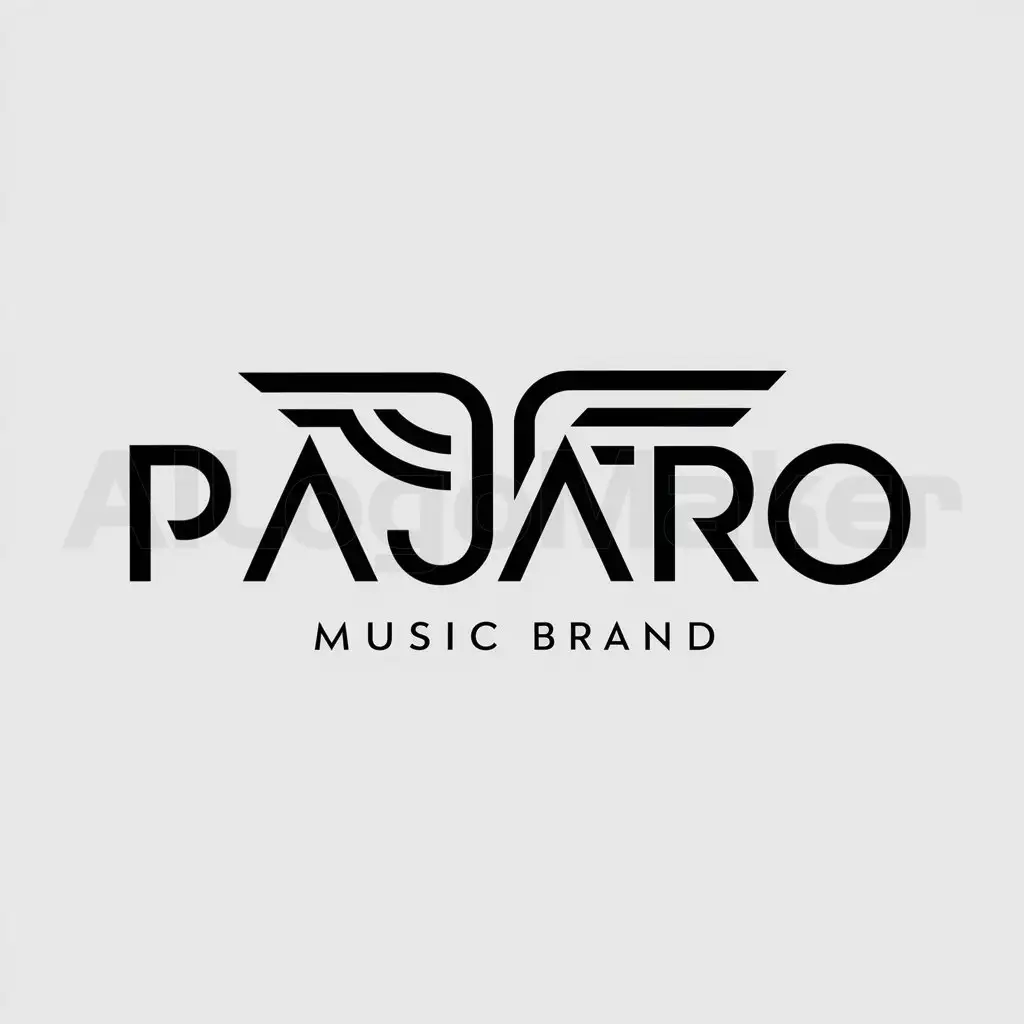 a logo design,with the text "PAJARO", main symbol:create a logo with the letters PAJARO that is for use in a music commercial brand. I don't need anything else, create the image,Minimalistic,clear background