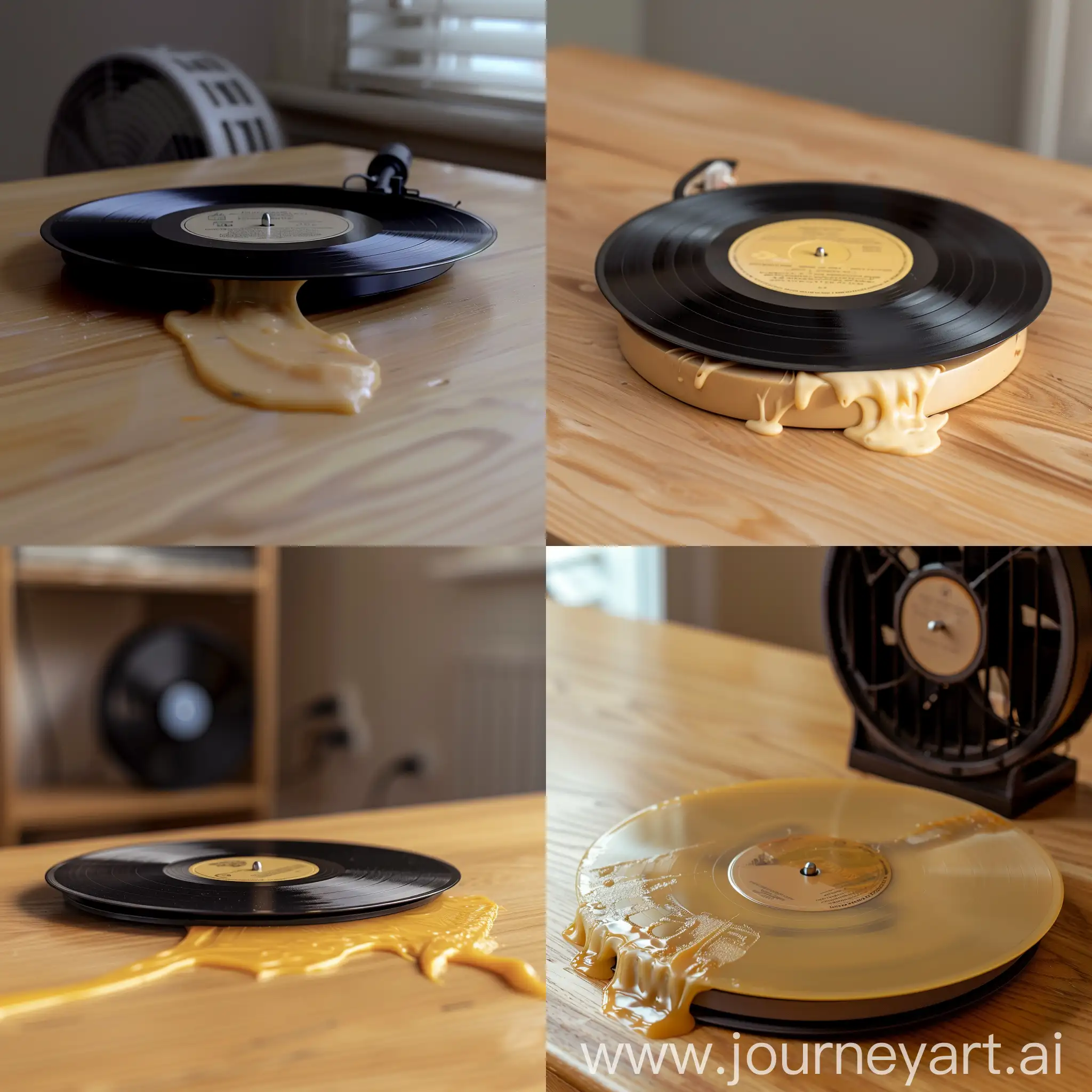 Melting-Vinyl-Record-by-the-Light-Oak-Table