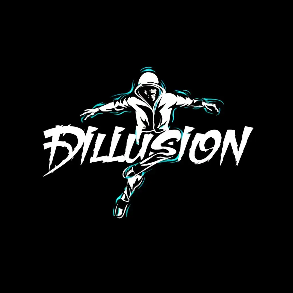 a logo design, with the text D-illusions, main symbol: Dancer hiphop, complex, clear background