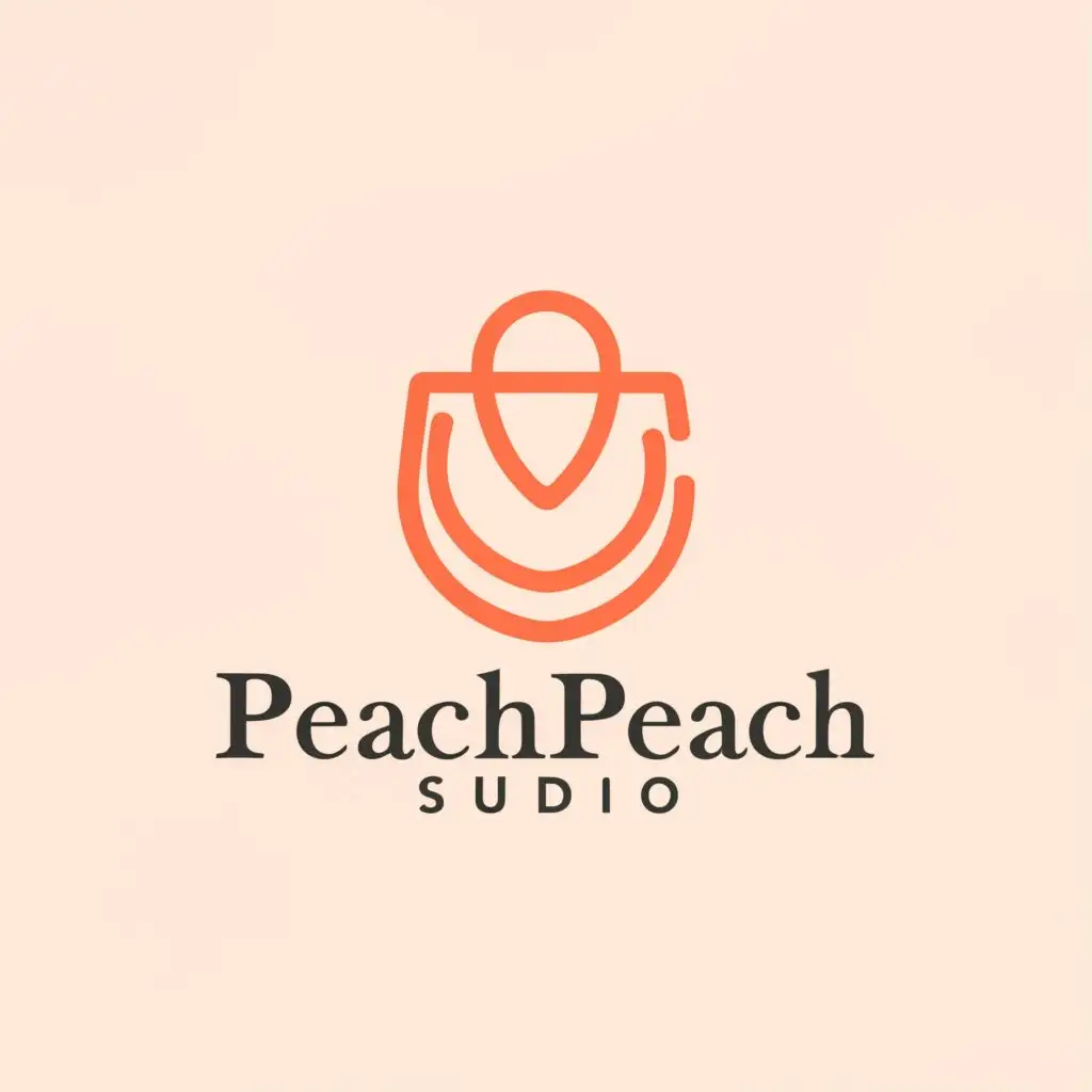 a logo design,with the text "Peach Peach studio", main symbol:Bag,Minimalistic,be used in Fashion industry,clear background
