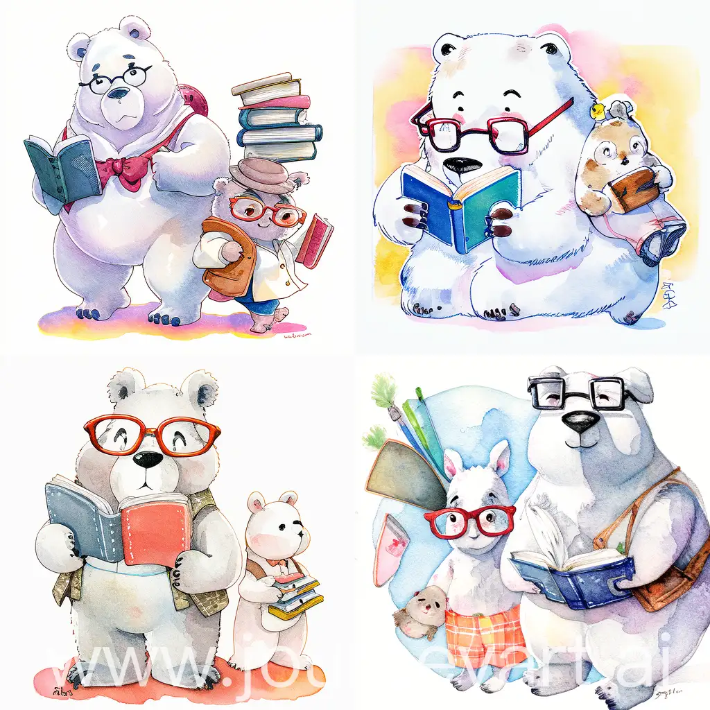 Intelligent-Animal-Friends-Polar-Bear-and-Bunny-with-Books