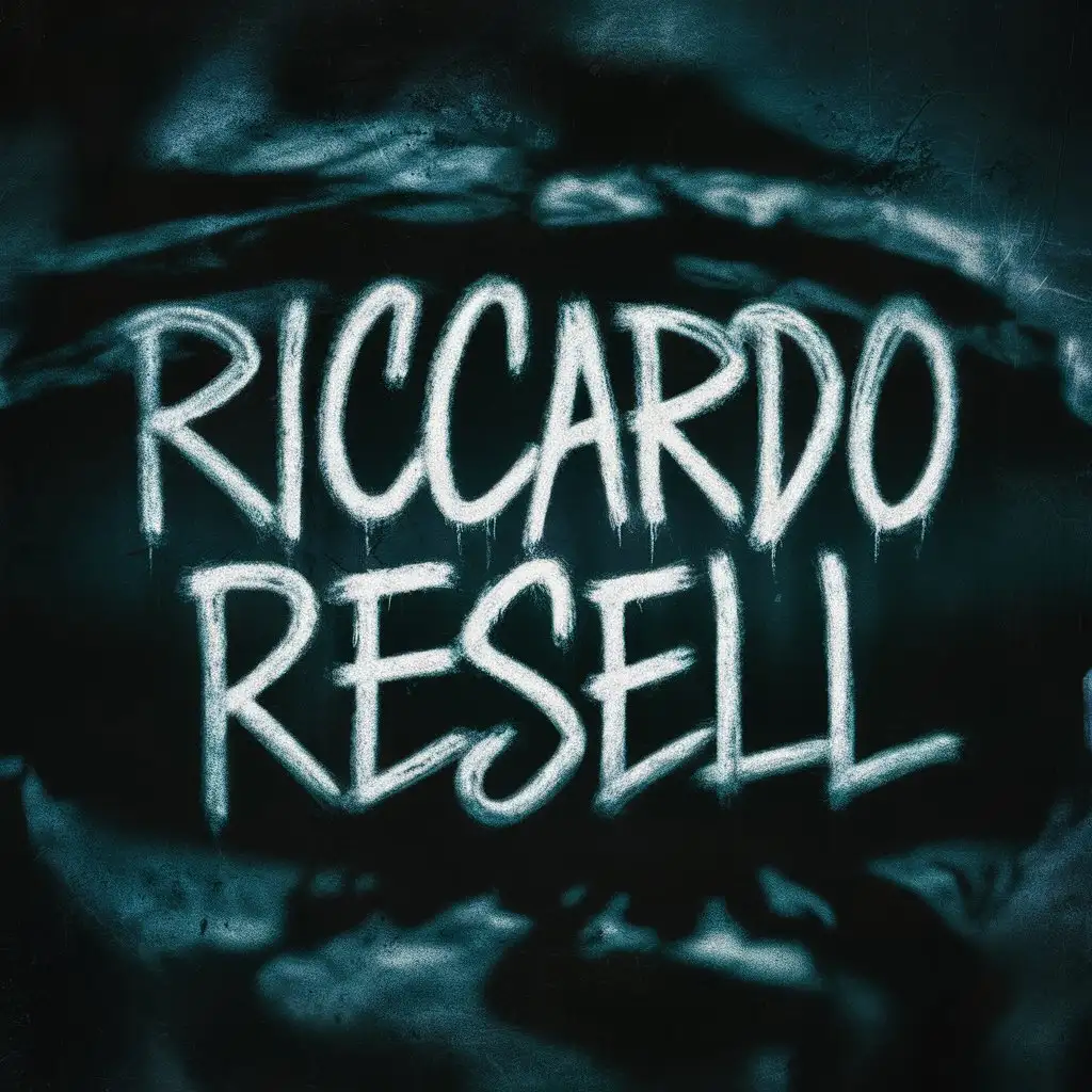generates a dark photo with the name "riccardo resell" in the center
