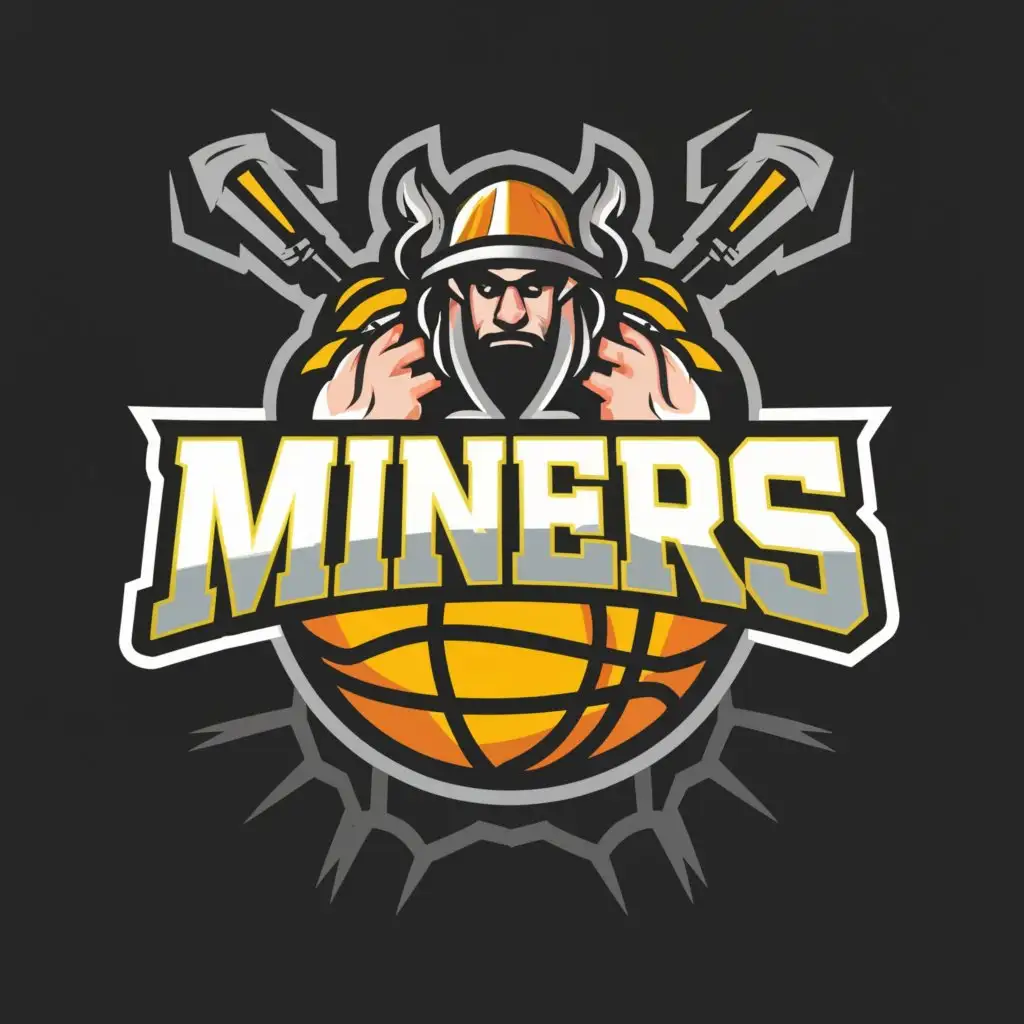 a logo design,with the text "Miners", main symbol:Basketball ball,Moderate,be used in Sports Fitness industry,clear background