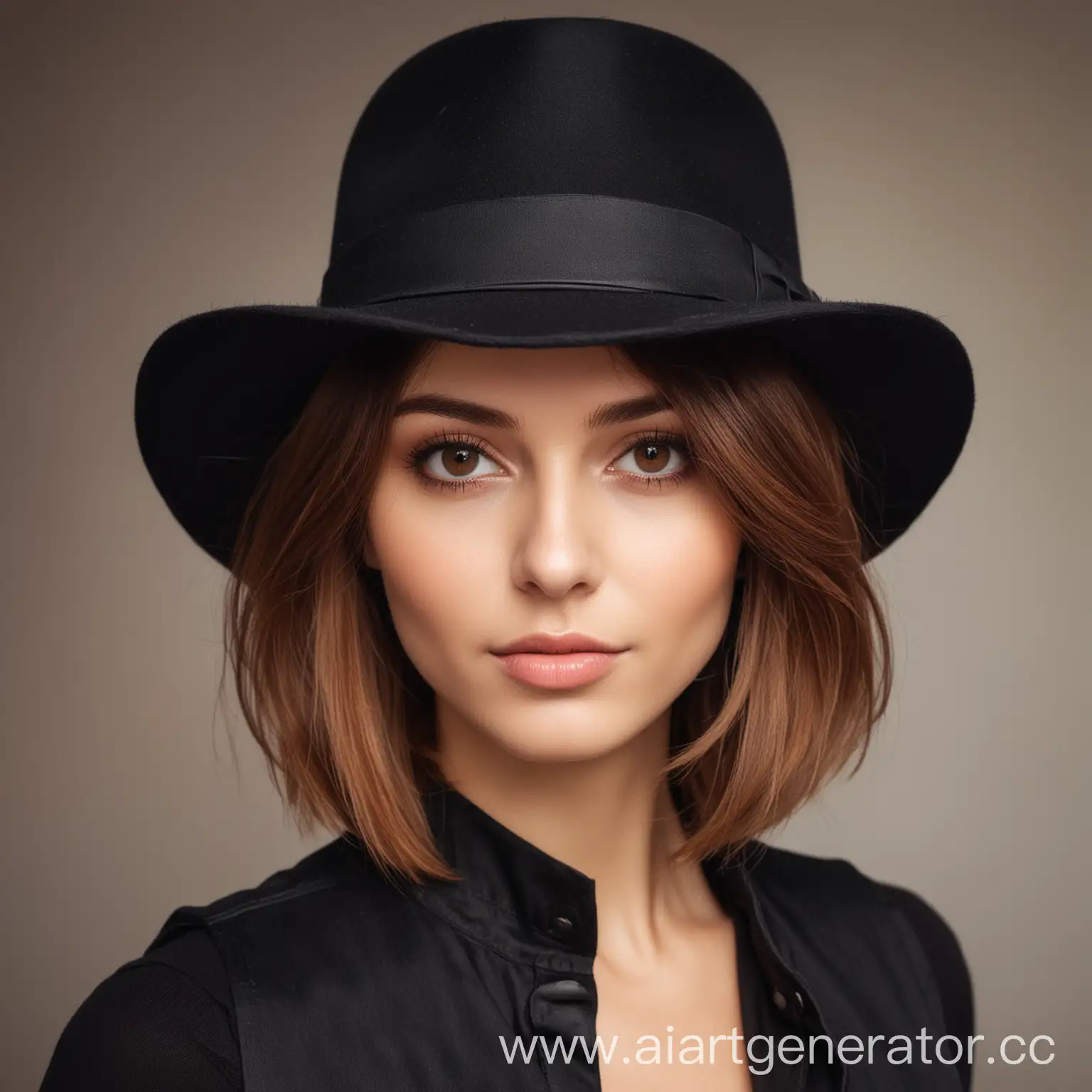 Stylish-Lady-with-Chestnut-Hair-and-Black-Hat