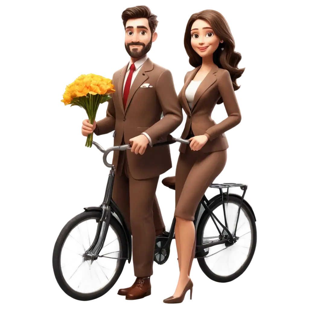 Cartoon-Pair-Riding-Bike-with-Flower-Vibrant-PNG-Image-Illustration