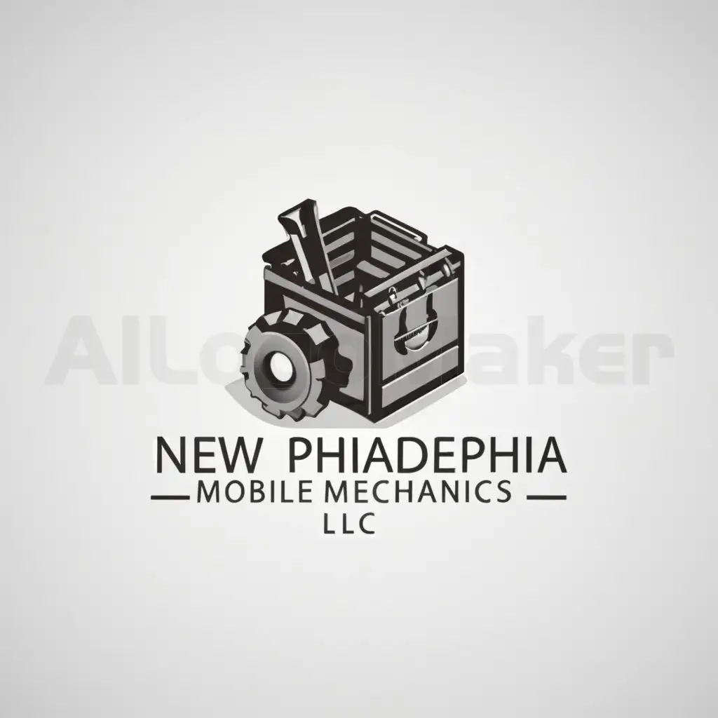 a logo design,with the text "New Philadelphia Mobile Mechanics LLC", main symbol:Large toolbox and hydraulic jack,complex,be used in Mechanic industry,clear background
