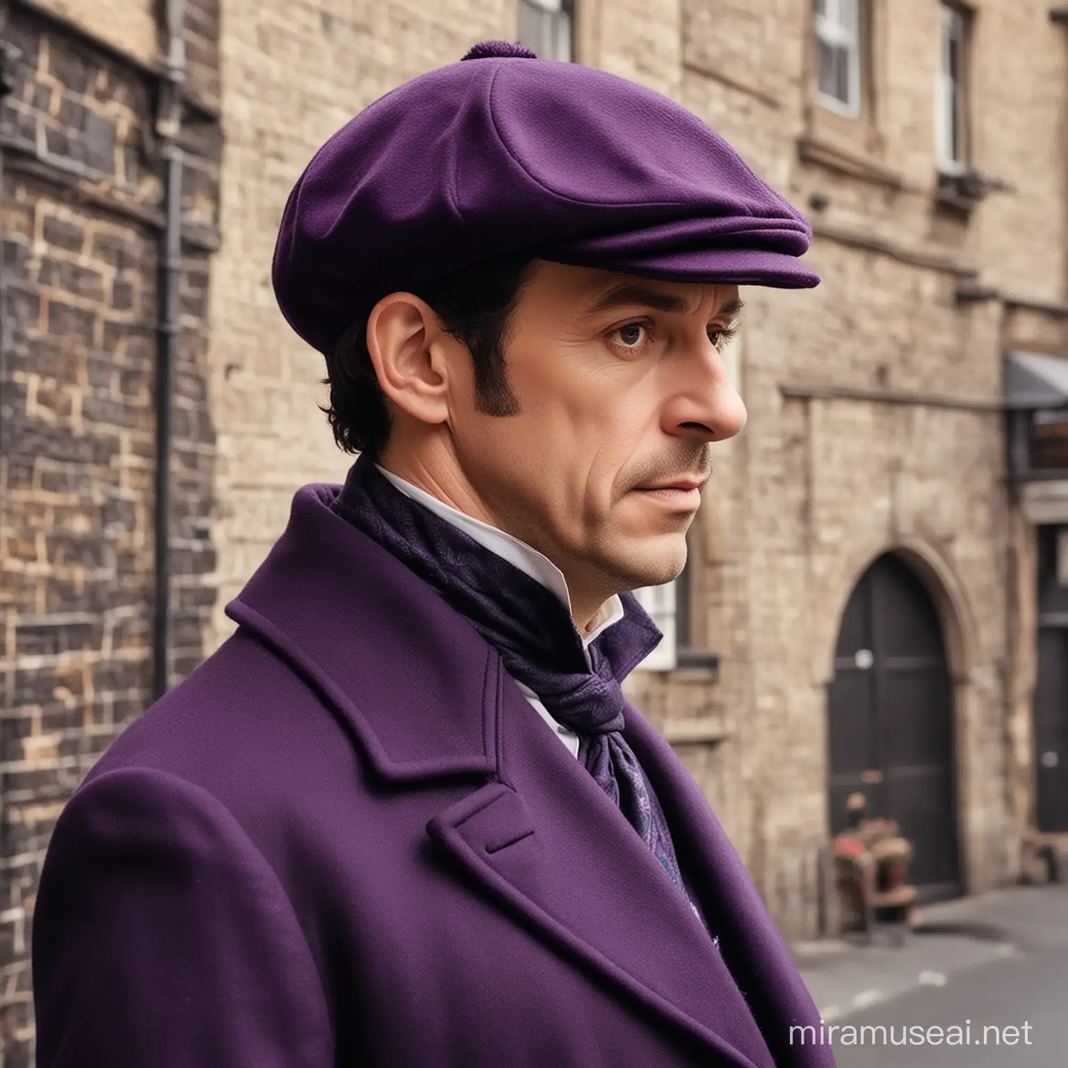 Sherlock Holmes is wearing a purple hat🎩