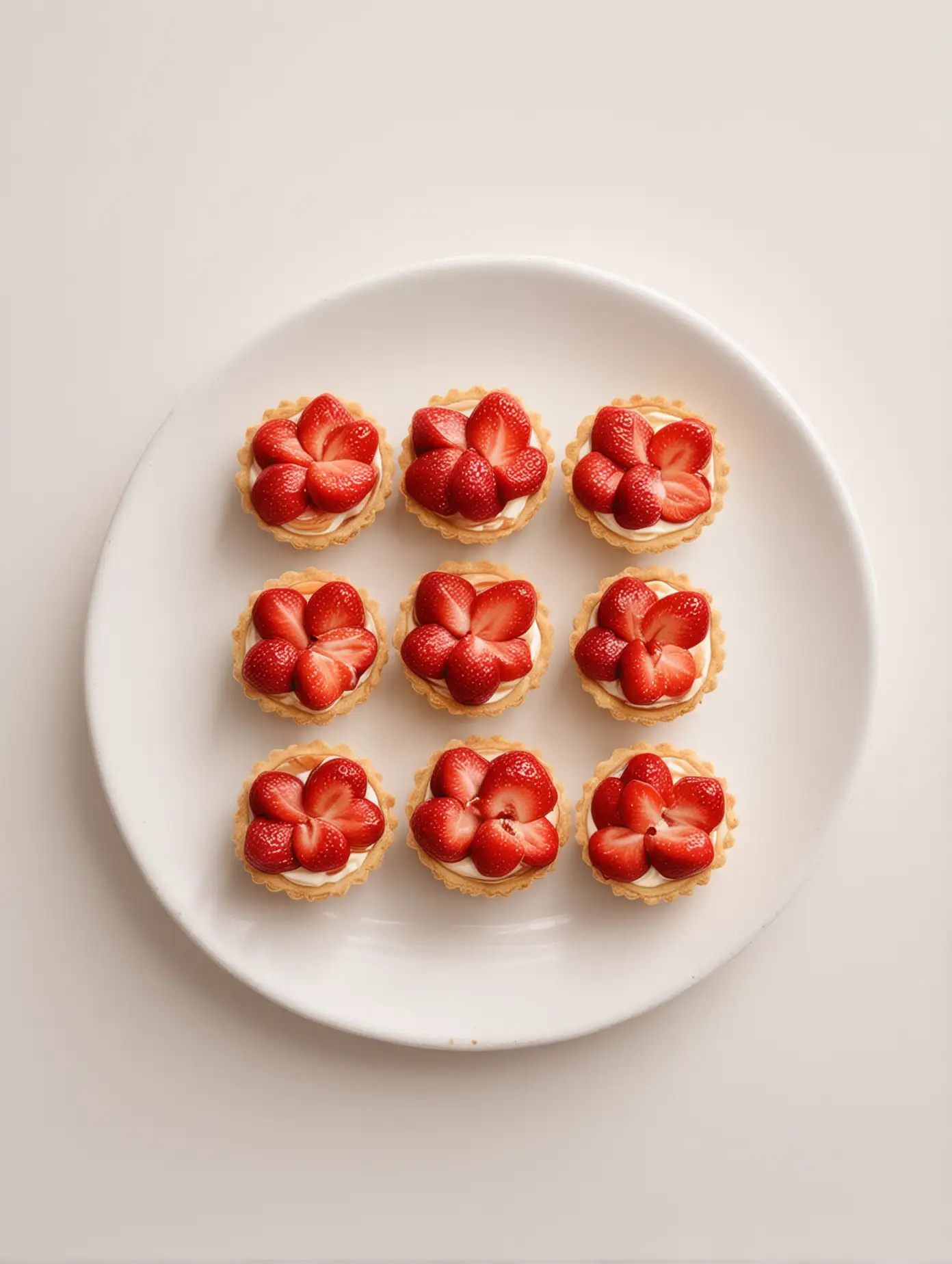 japanese aesthetic extra mini strawberry tarts with clean white background