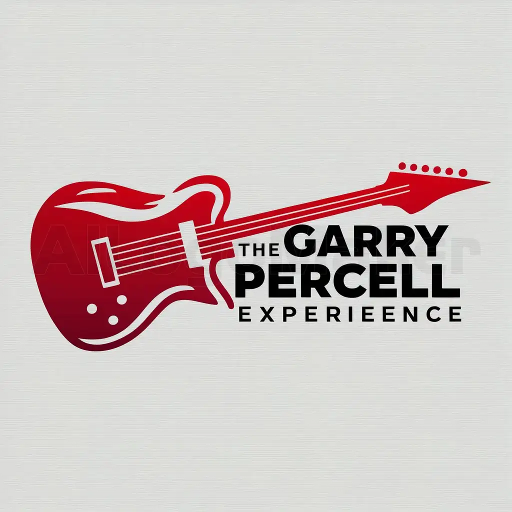 a logo design,with the text "The Garry Percell Experience", main symbol:red guitar,Moderate,be used in Entertainment industry,clear background