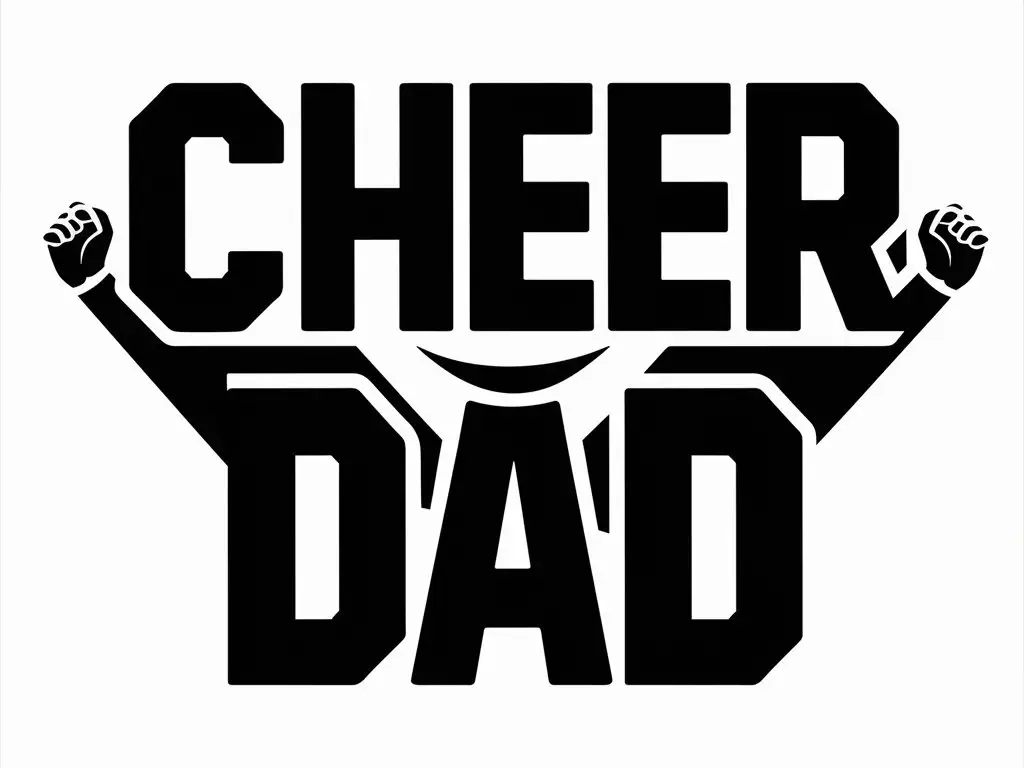 Cheer Dad in Typography. College lettering no person at all. just text.