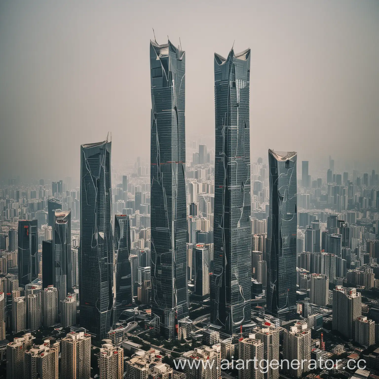 Modern-Skyline-Spectacular-Chinese-Skyscrapers-Towering-Amidst-Urban-Landscape