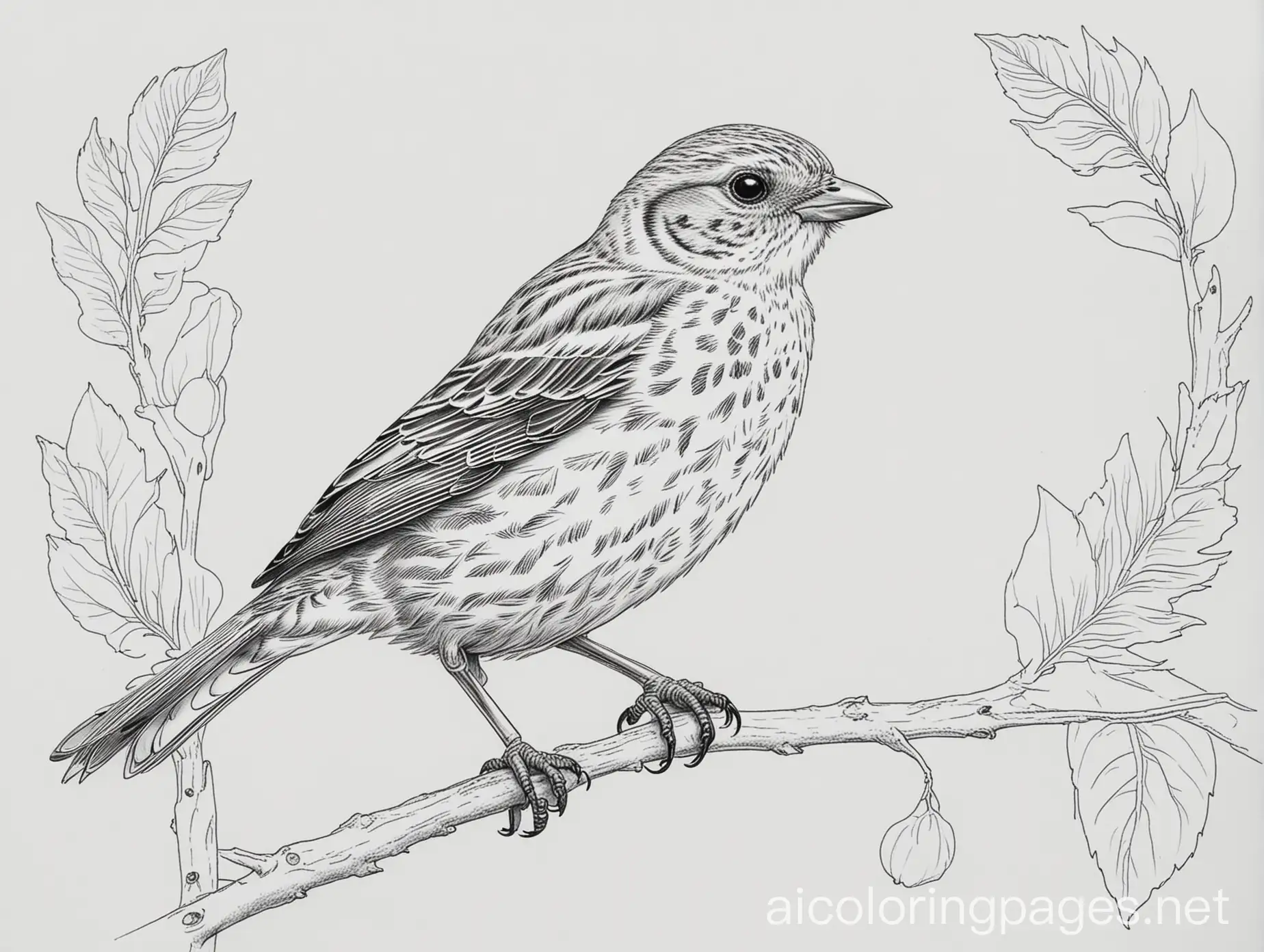 Yellowhammer , Coloring Page, black and white, line art, white background, Simplicity, Ample White Space. The background of the coloring page is plain white to make it easy for young children to color within the lines. The outlines of all the subjects are easy to distinguish, making it simple for kids to color without too much difficulty, Coloring Page, black and white, line art, white background, Simplicity, Ample White Space. The background of the coloring page is plain white to make it easy for young children to color within the lines. The outlines of all the subjects are easy to distinguish, making it simple for kids to color without too much difficulty