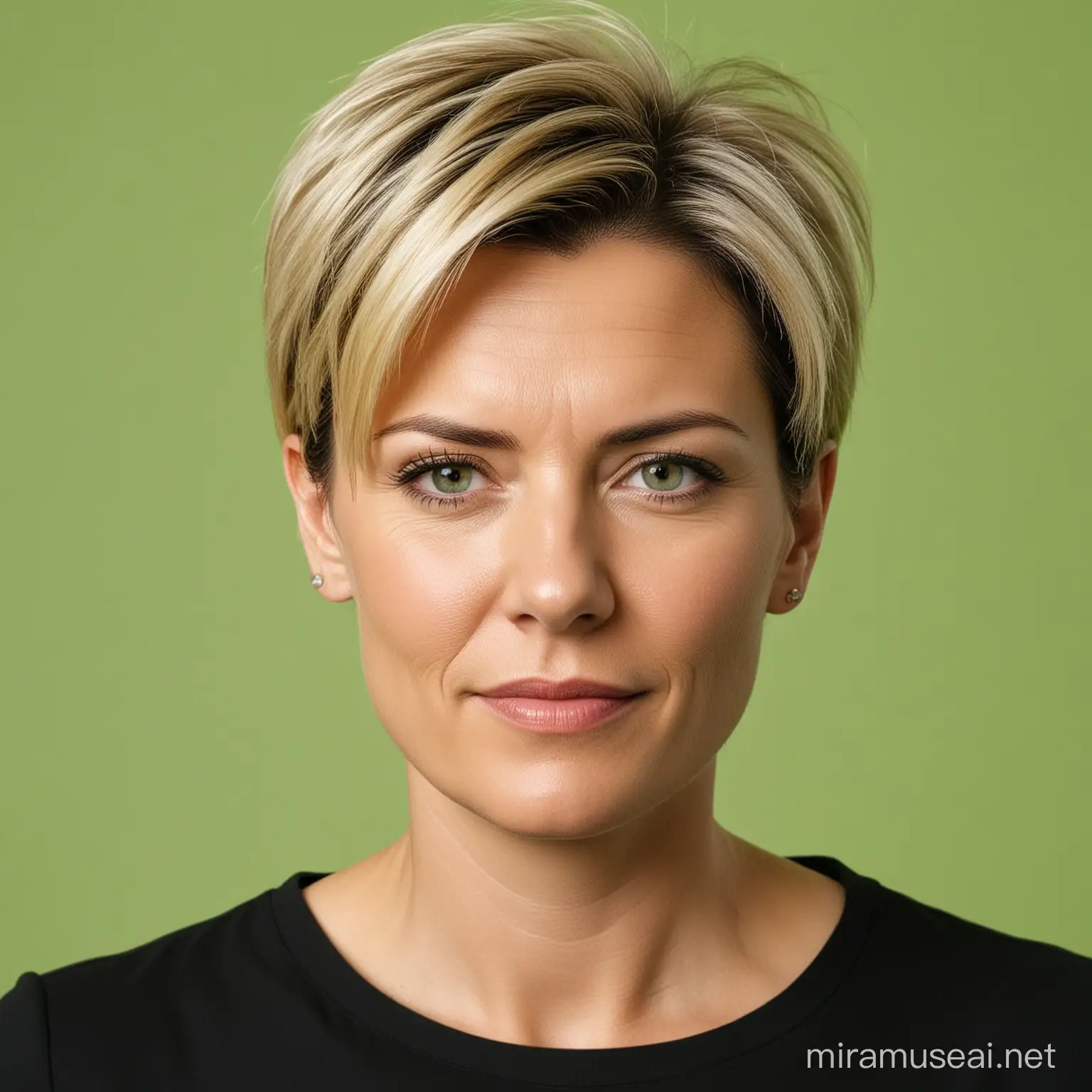 Modern Blonde Female Politician in Green Background